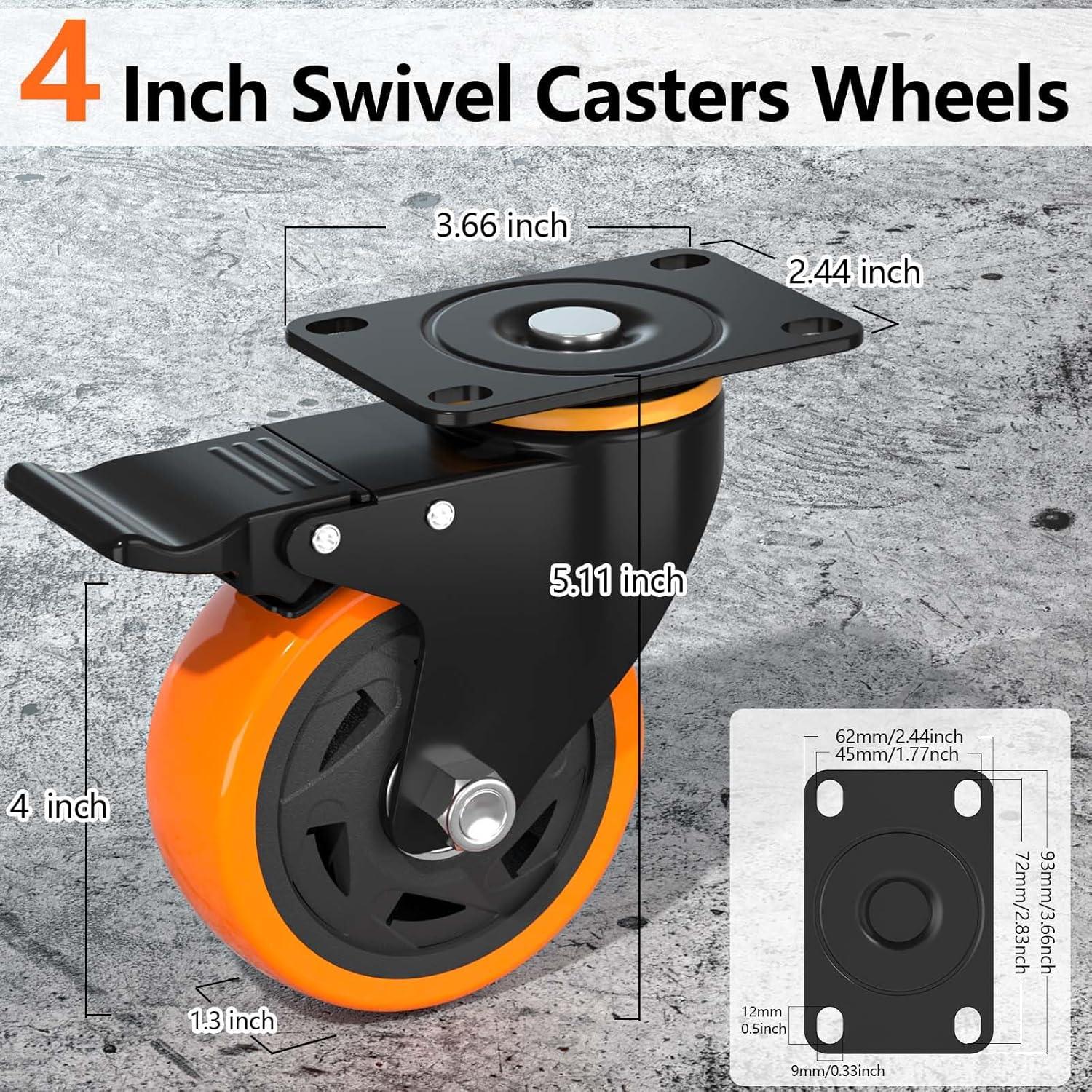 4 Inch Heavy Duty Swivel Caster Wheels with Dual Locking