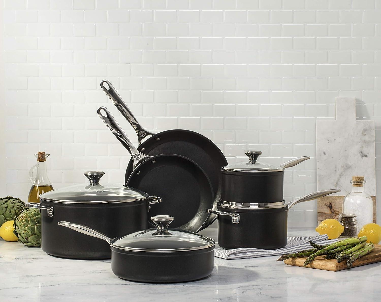 10-Piece Black Aluminum Non-Stick Cookware Set