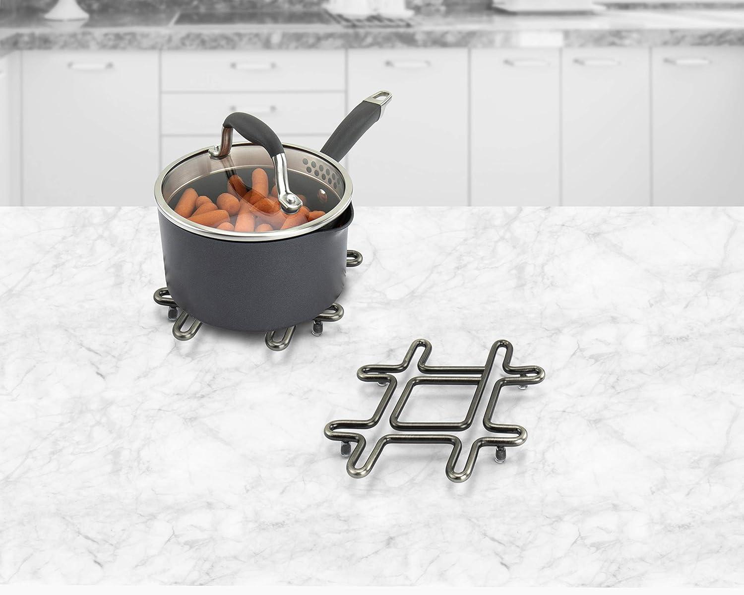 Spectrum Diversified Hashtag Pound Sign Symbol Trivet, Heat-Resistant Steel Dining Table Small Protector, Bold Metal Heat Pad for Modern Kitchen Table, Holds Hot Pots & Cast Iron Cookware Pan