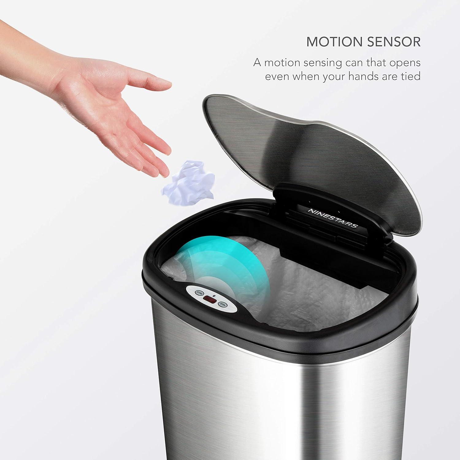 Stainless Steel Touchless Trash Can Set with Infrared Sensor