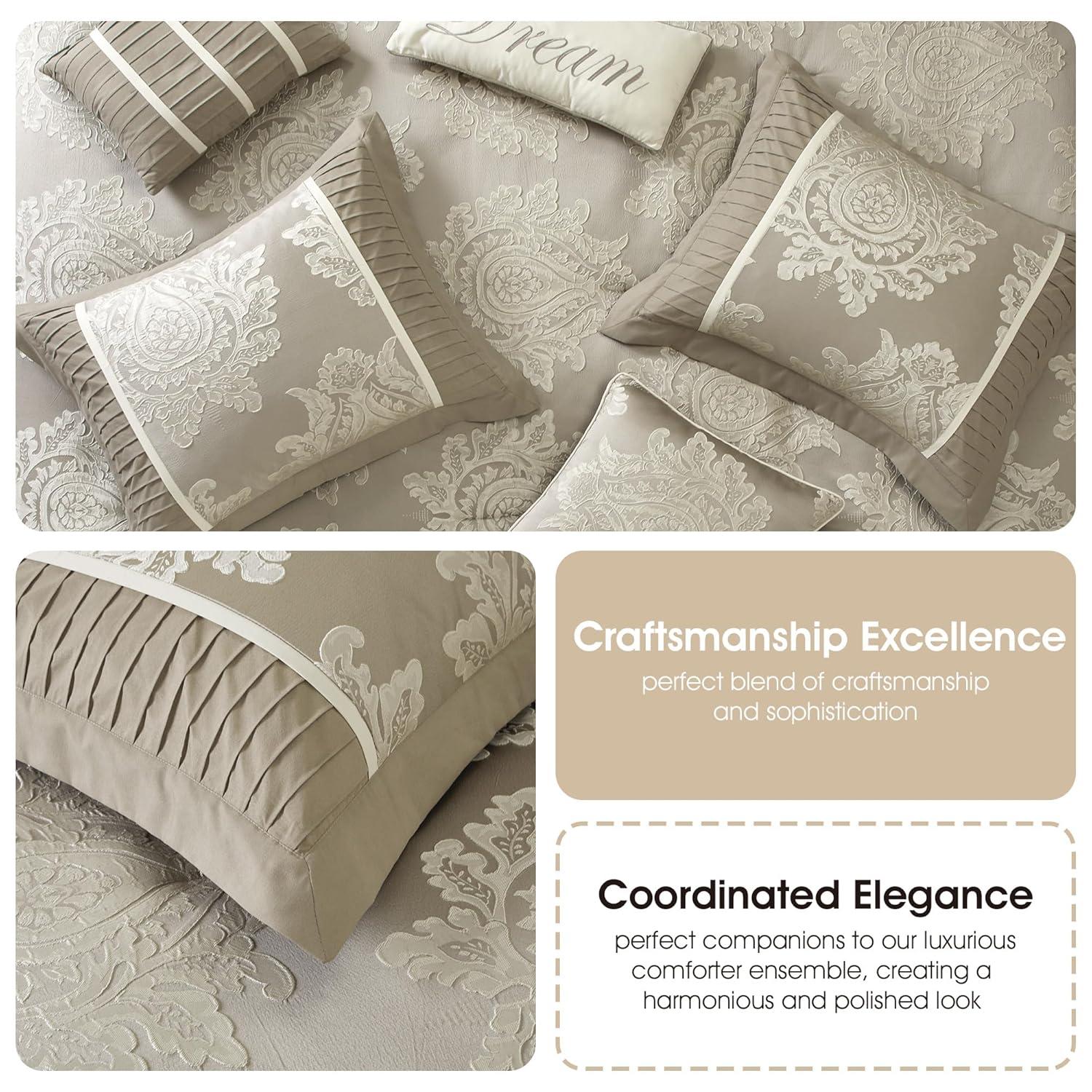 Nanshing America, Inc Therese 7 Piece Traditional Damask Comforter Set