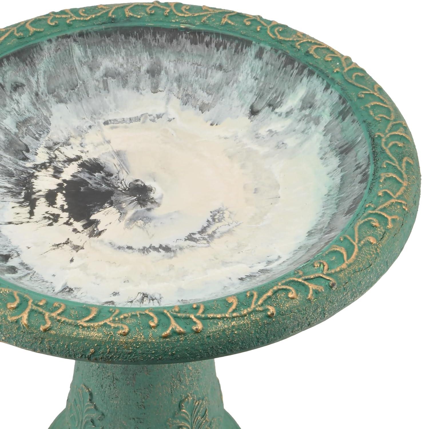 Garden Products BB04 Fiberclay Birdbath, Green, 19.5" x 11.5" x 20.5", 19.5 by 11.5 by 20.5-Inches