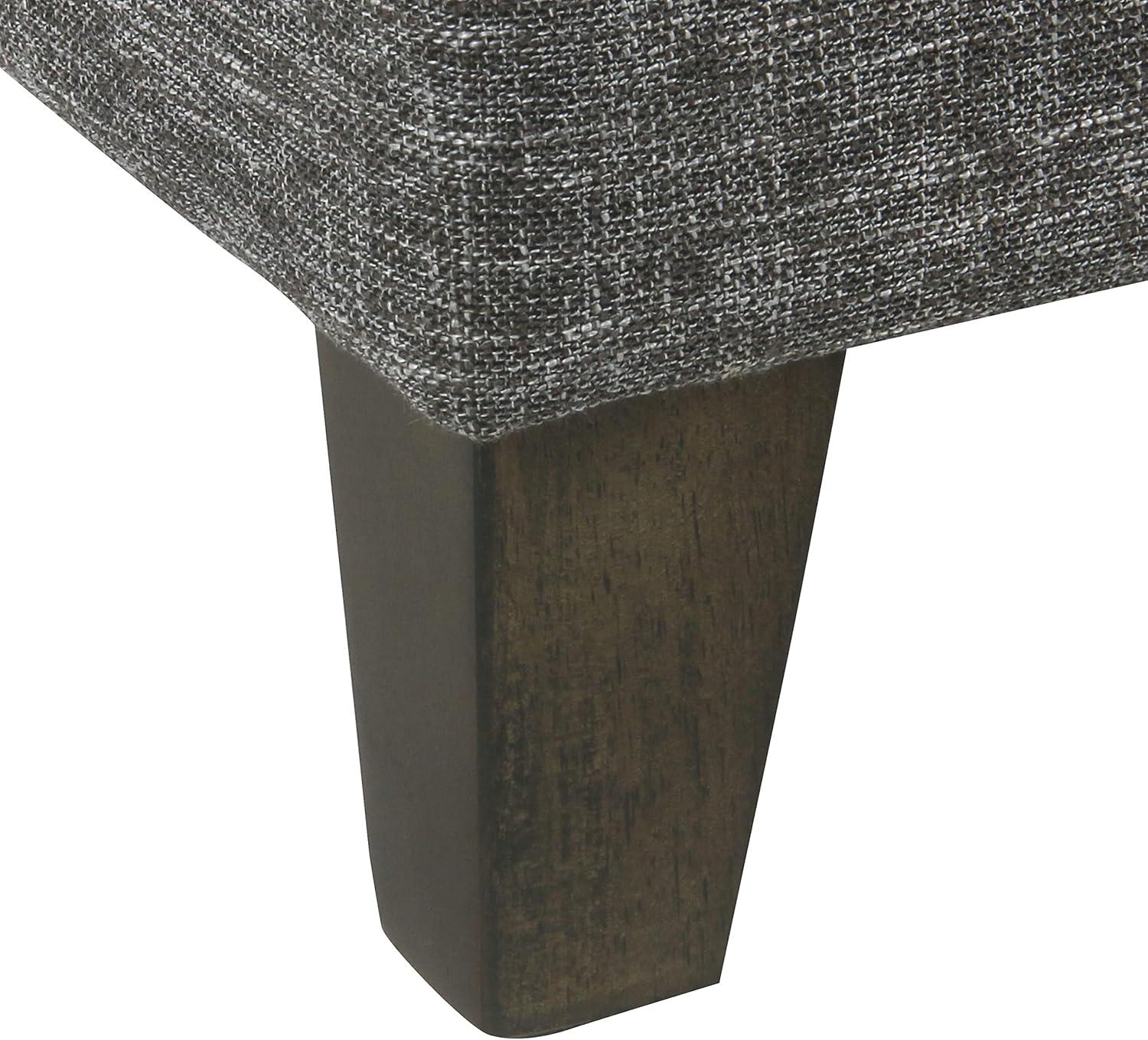 Slate Gray Heathered Tweed Medium Storage Ottoman with Walnut Legs