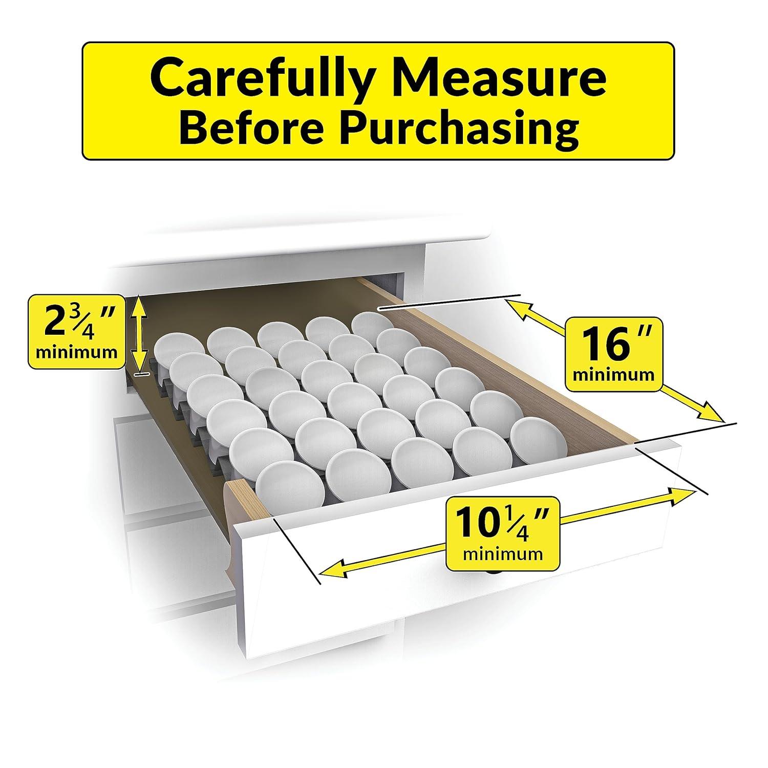 LYNK PROFESSIONAL 10-3/16" Wide K-Cup Coffee Pod Drawer Organizer for Kitchen Cabinets, Silver Metallic