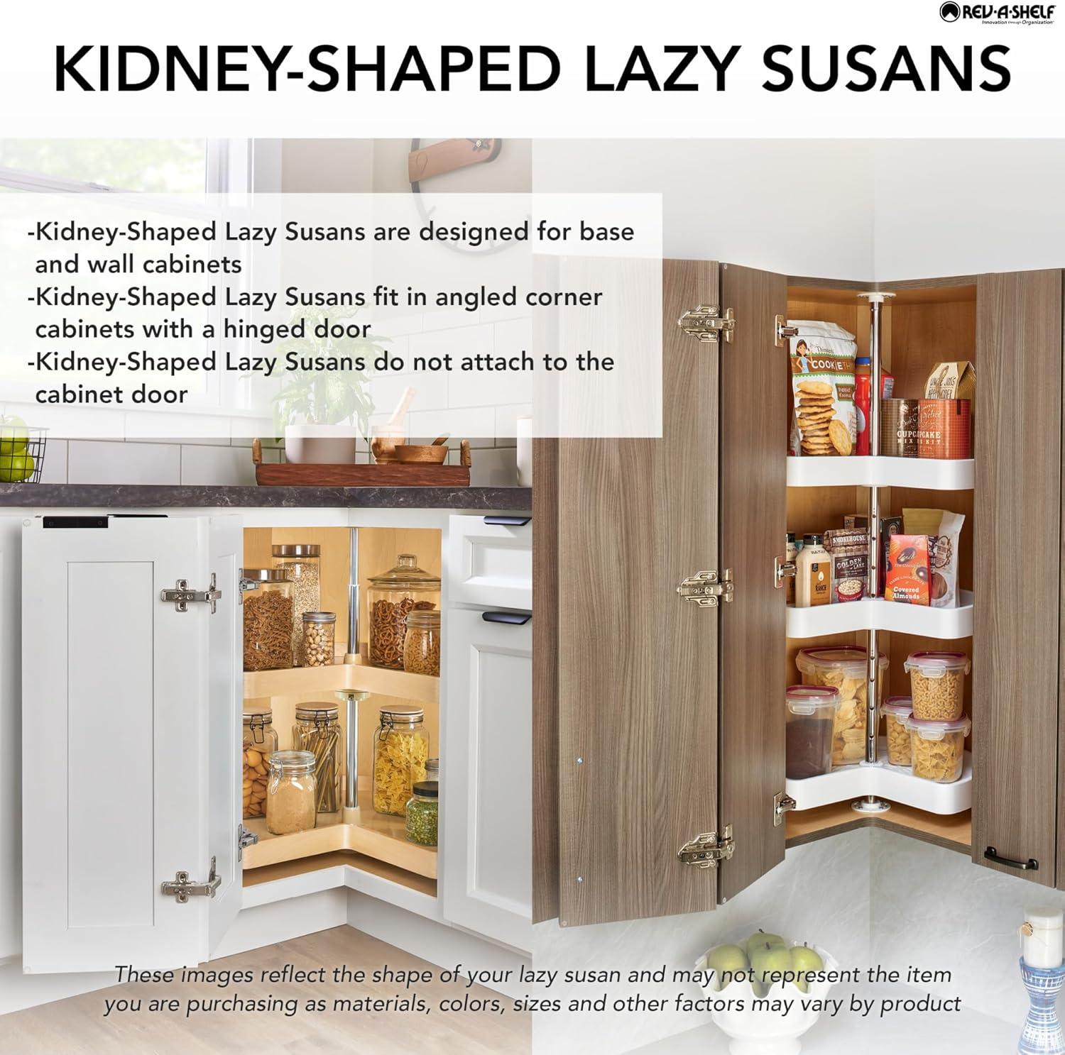 Rev-A-Shelf Rev-A-Shelf Solid Surface Kidney Lazy Susan for Corner Base Cabinet with Swivel Bearing