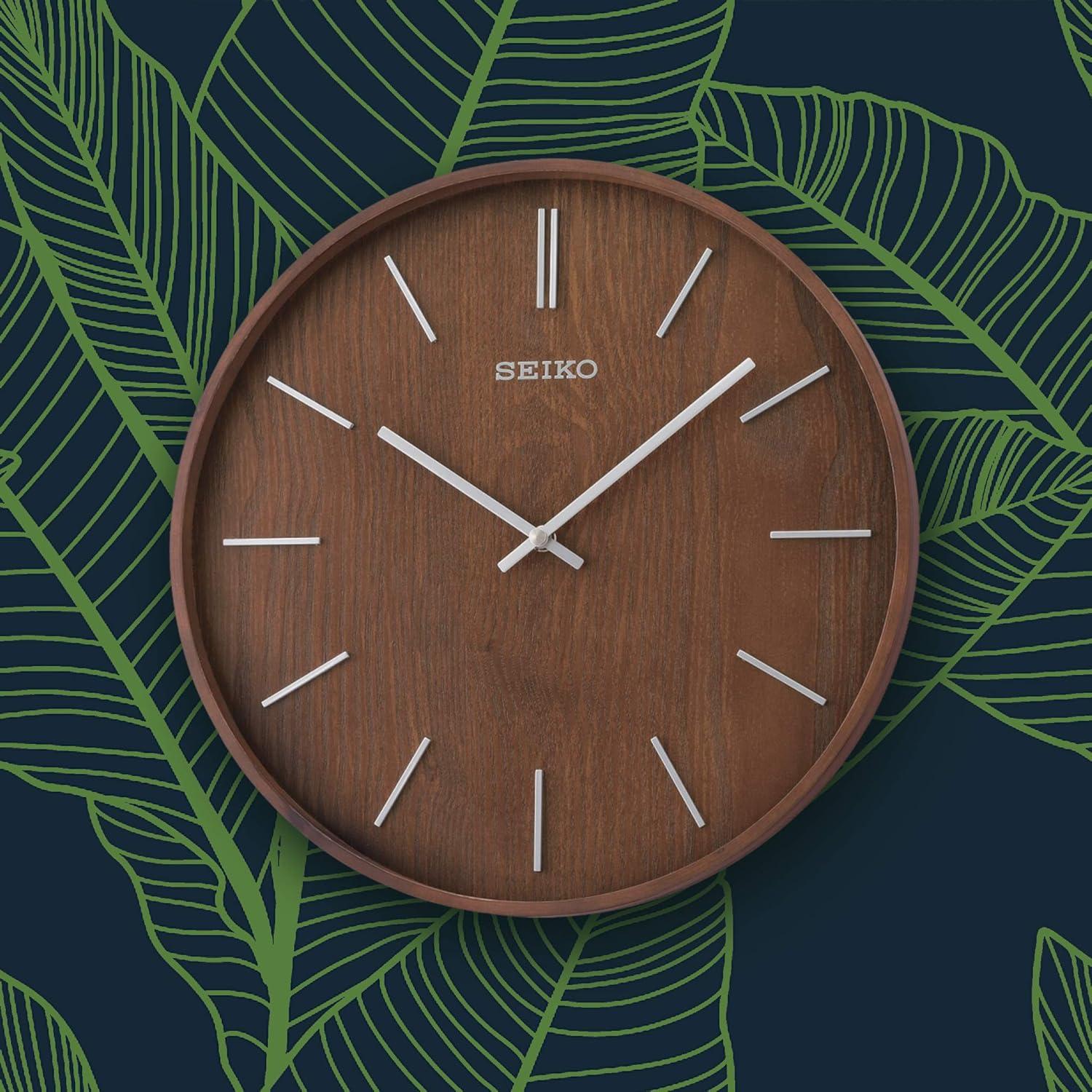 Seiko 13" Maddox Wooden Wall Clock, Brown