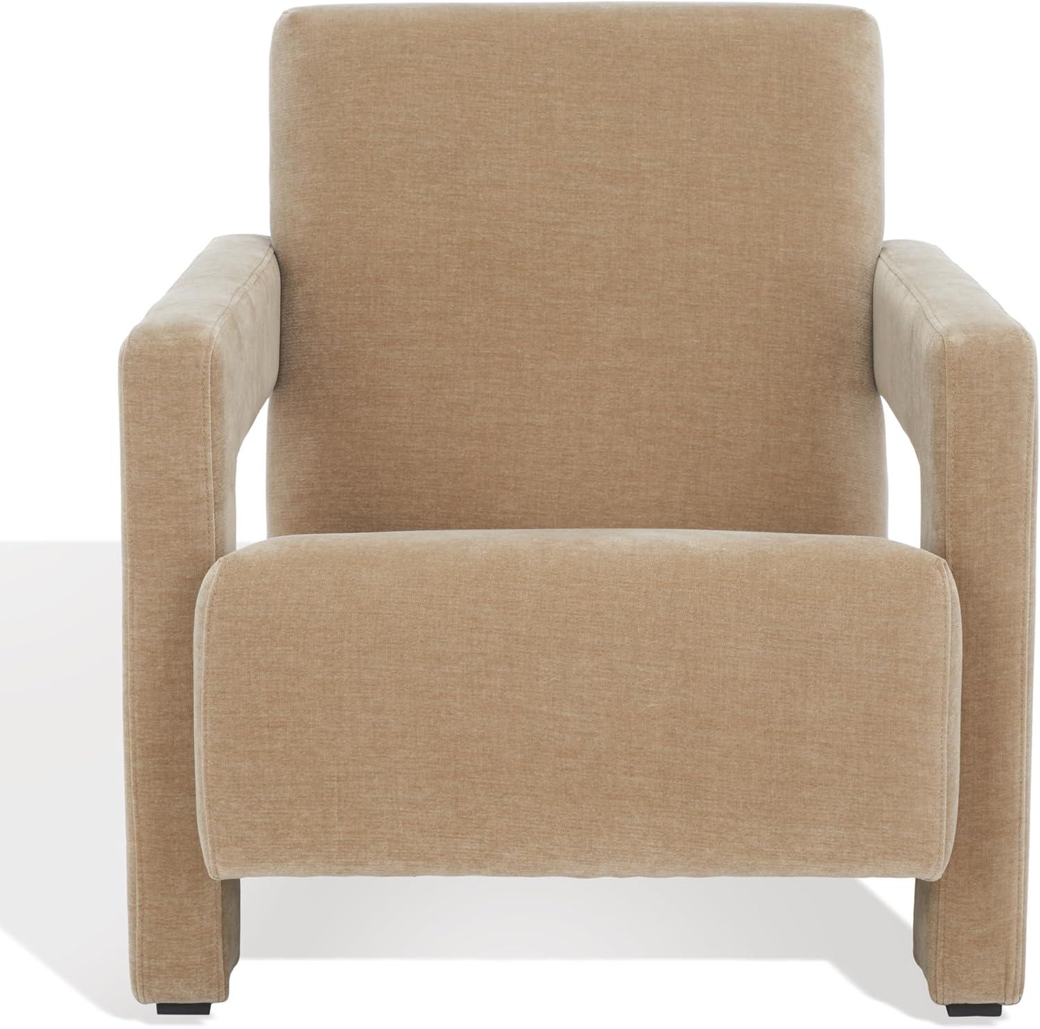 Safavieh  Couture Taylor Modern Velvet Accent Chair - 27 in. W x 35 in. D x 30 in. H Light Brown