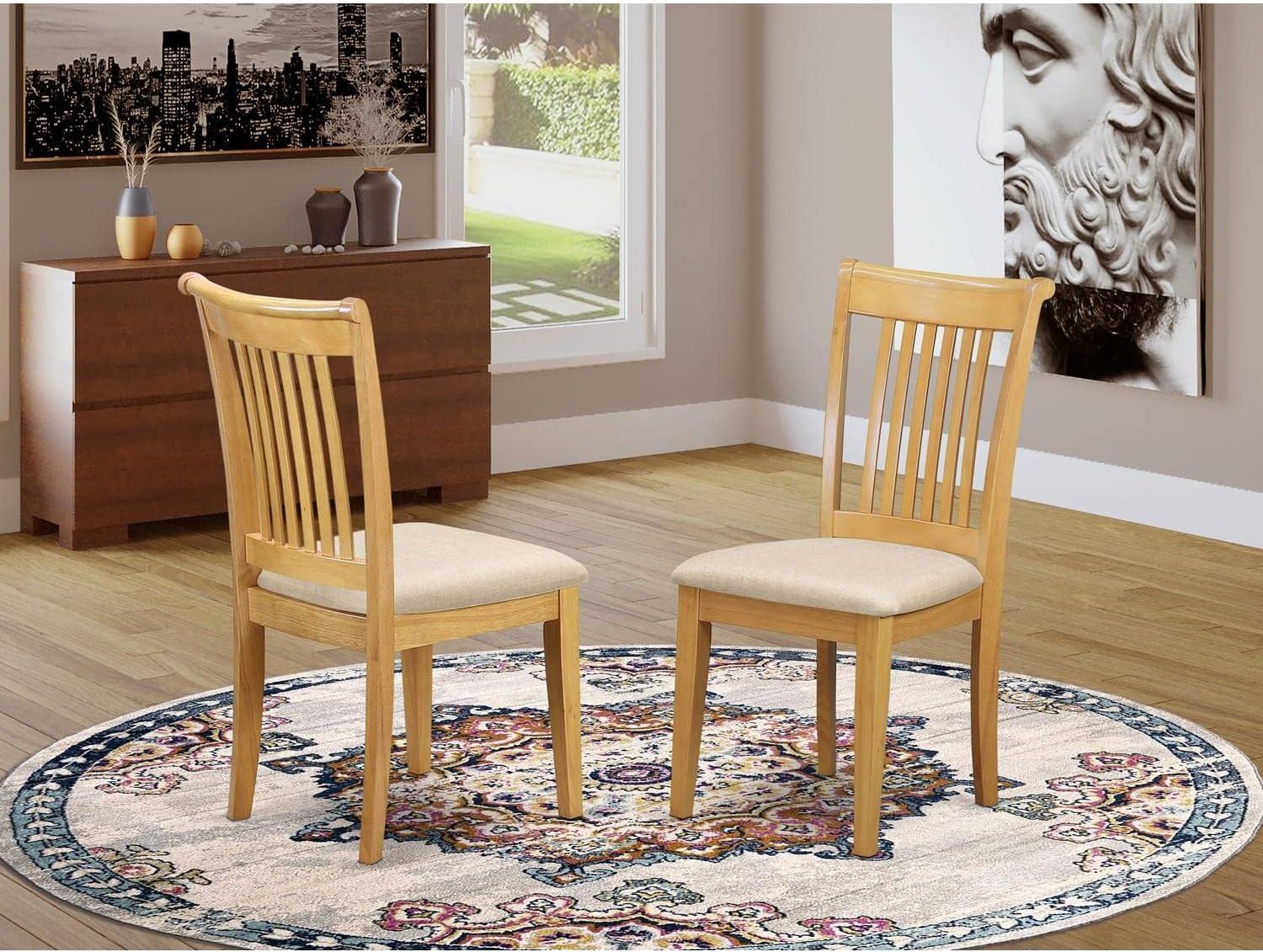 East West Furniture Portland 39" Fabric Dining Chairs in Oak (Set of 2)