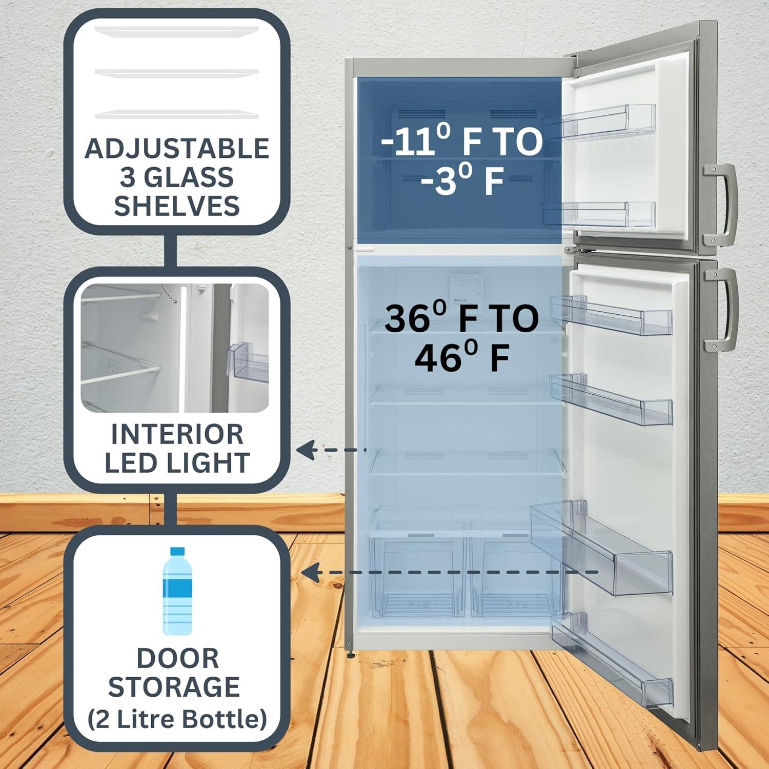 Equator Advanced Appliances Equator 14.3 cf Stainless Refrigerator-Freezer Top Mount Frost Free E-Star Europe RF 142 S
