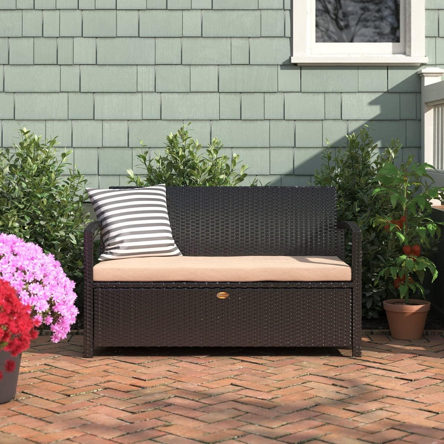 Barton Water Resistant Wicker Bench