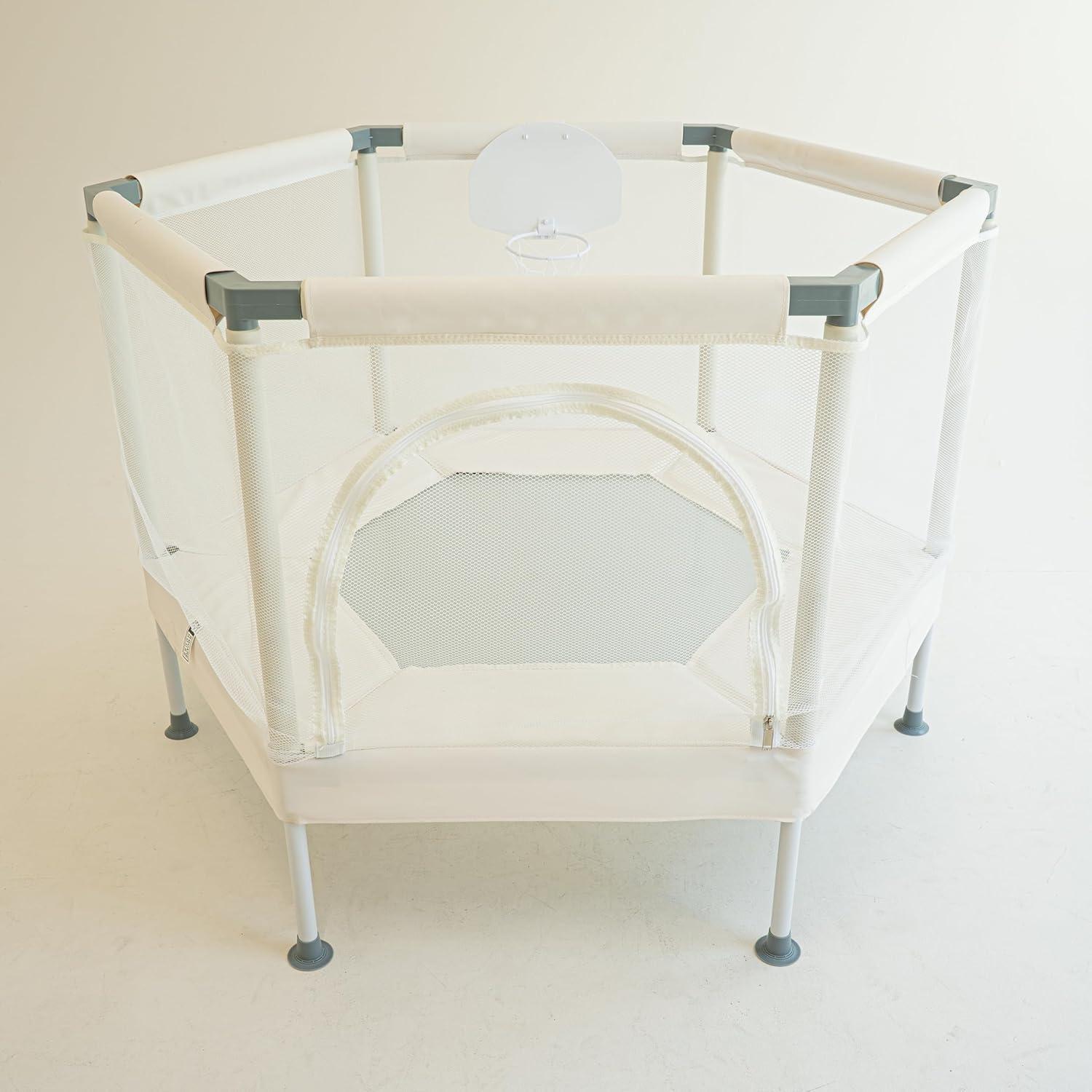 Square House Kids Trampoline, Aesthetic Indoor and Outdoor Toddler Trampoline with Safety Net, Basketball Hoop, 220lb Capacity, Ultra Safe No-Gap Design, Gifts for Boys & Girls (Arctic Blue, 4 FT)