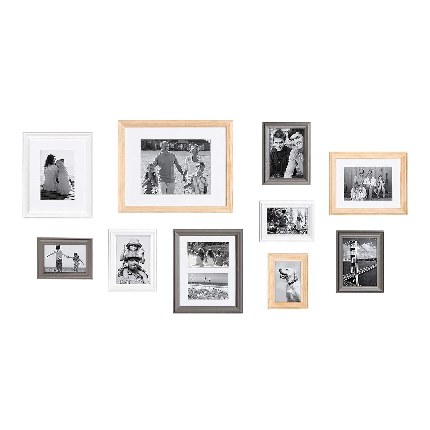 10pc Bordeaux Frame Boxs White/Black/Natural Wood - Kate & Laurel All Things Decor: Wall Display, Multi-Size, Modern Style