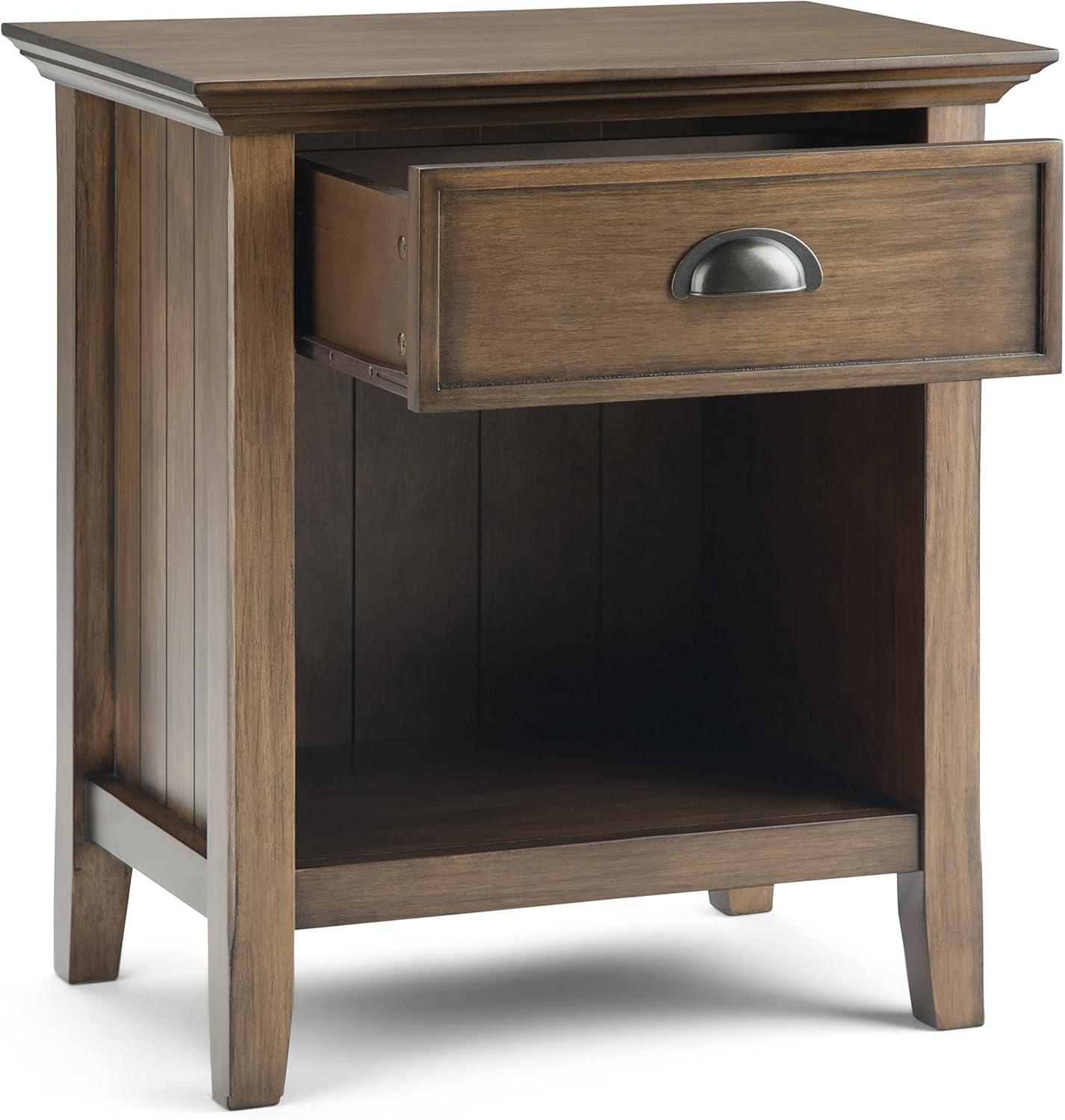 Simpli Home Acadian Solid Wood Bedside Table In Rustic Natural Aged Brown