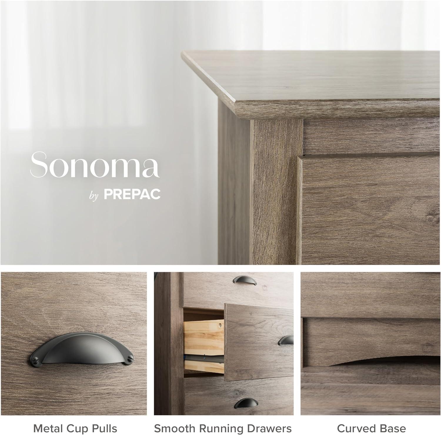 Tall 6 Drawer Chest Drifted Gray - Prepac: Space-Saving Bedroom Storage Furniture