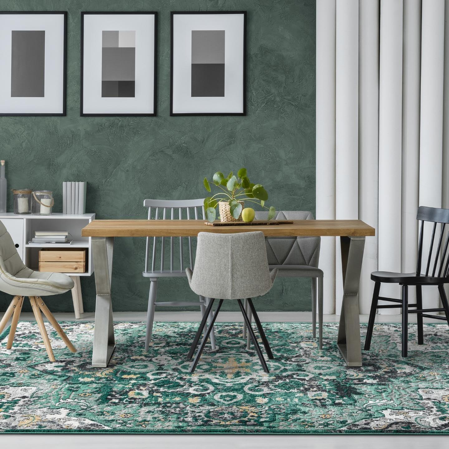Luxe Weavers Moroccan Medallion Area Rug - Green 6x9
