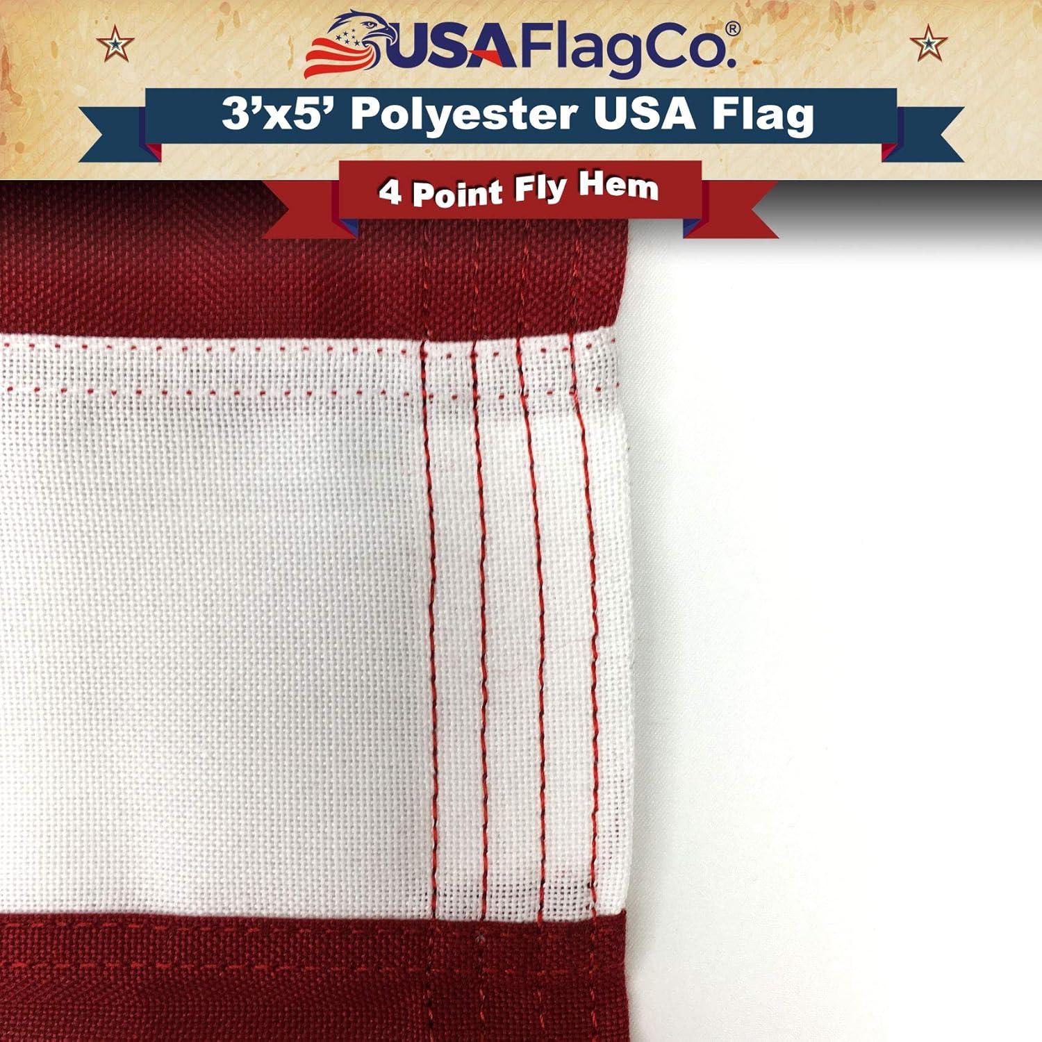 3x5 USA American Flag Spun Polyester Embroidered Stars Sewn Stripes Grommets