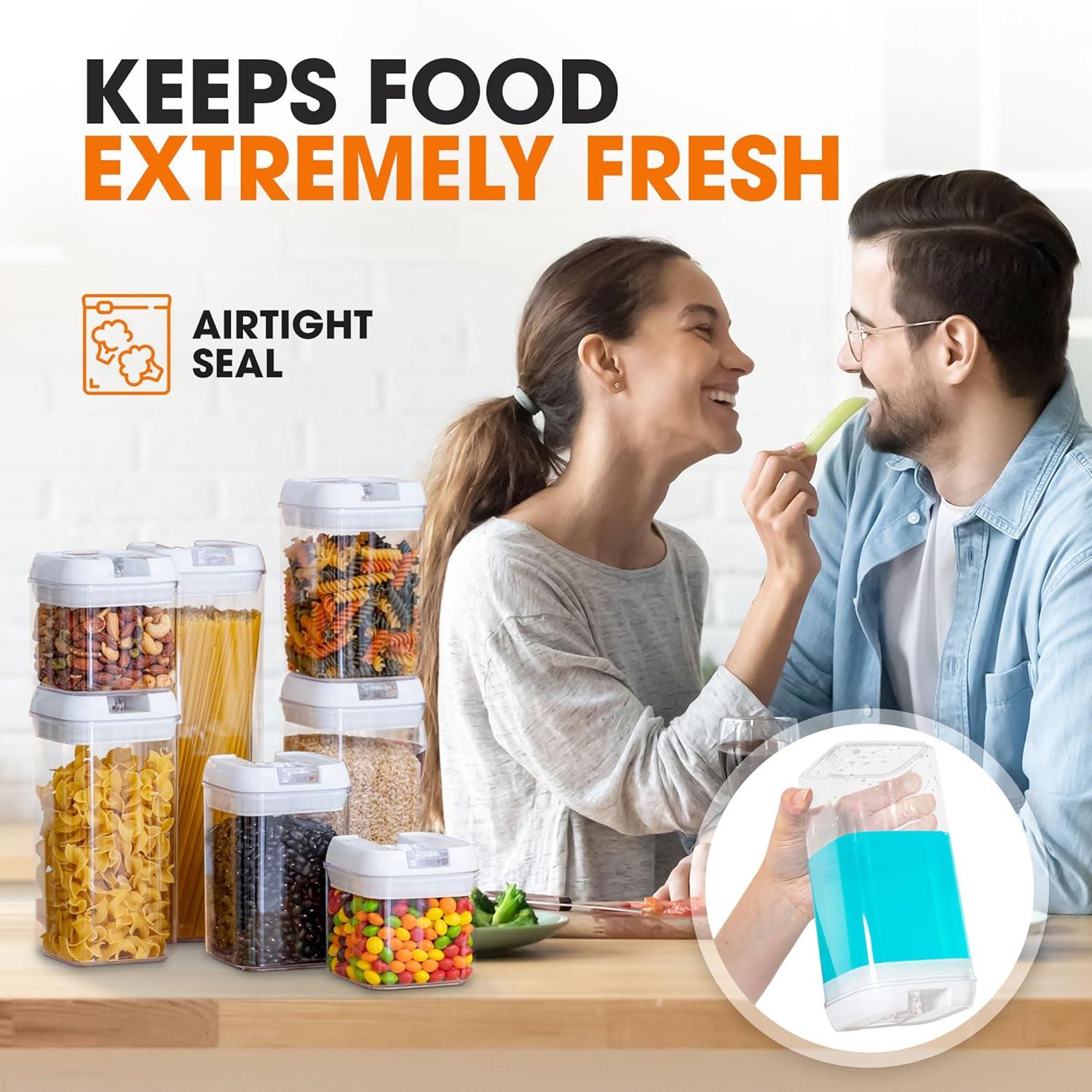 Cheer Collection Airtight Food Storage Containers, Set of 7 (White)