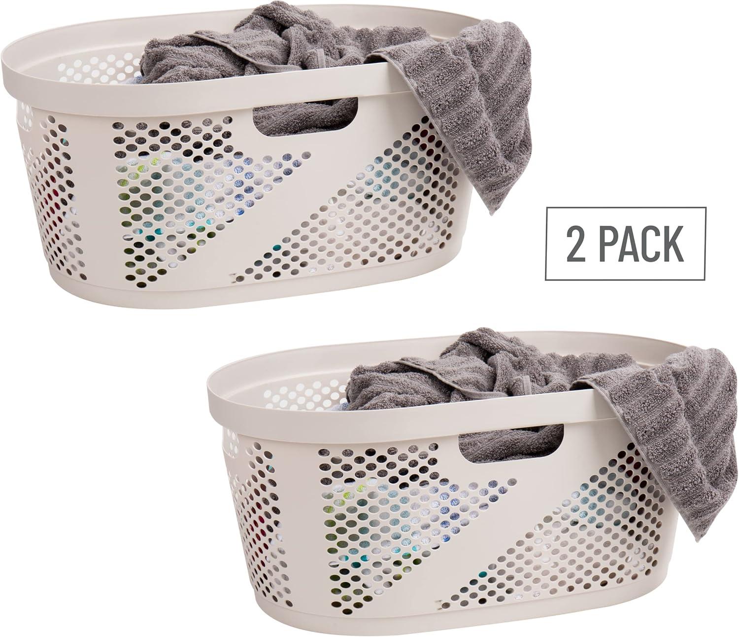 Mind Reader 40L Laundry Basket, Clothes Hamper, Ventilated, Plastic, 23"L x 14.5"W x 10.5"H, 2 Pack