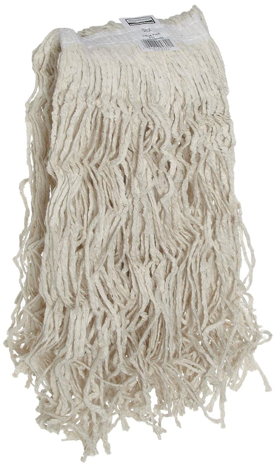 Extra Large White Cotton Wet Mop Head with 1 Inch Band