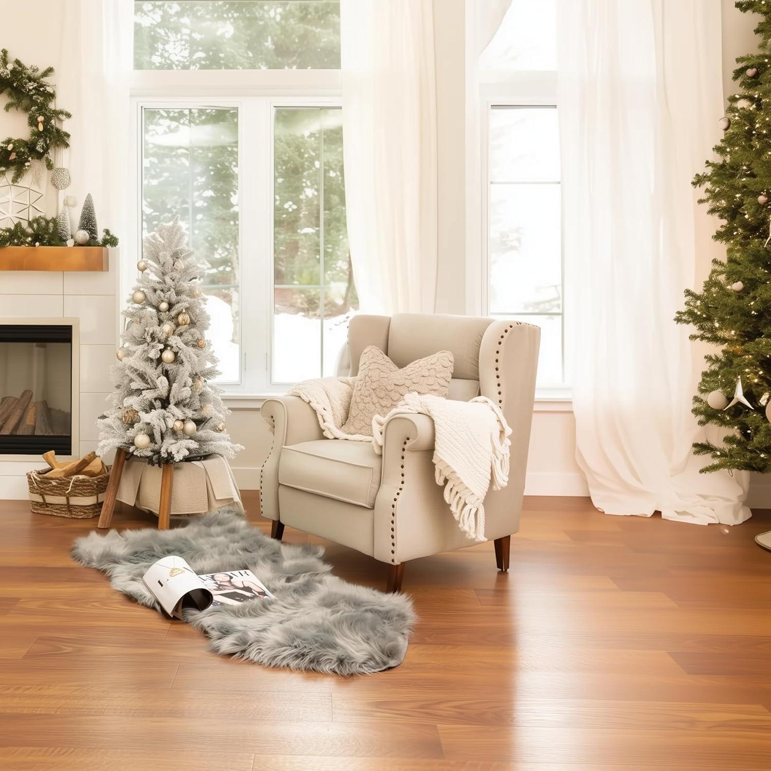 Super Area Rug Glam Solid Print Shag Area Rug, 2' x 4'