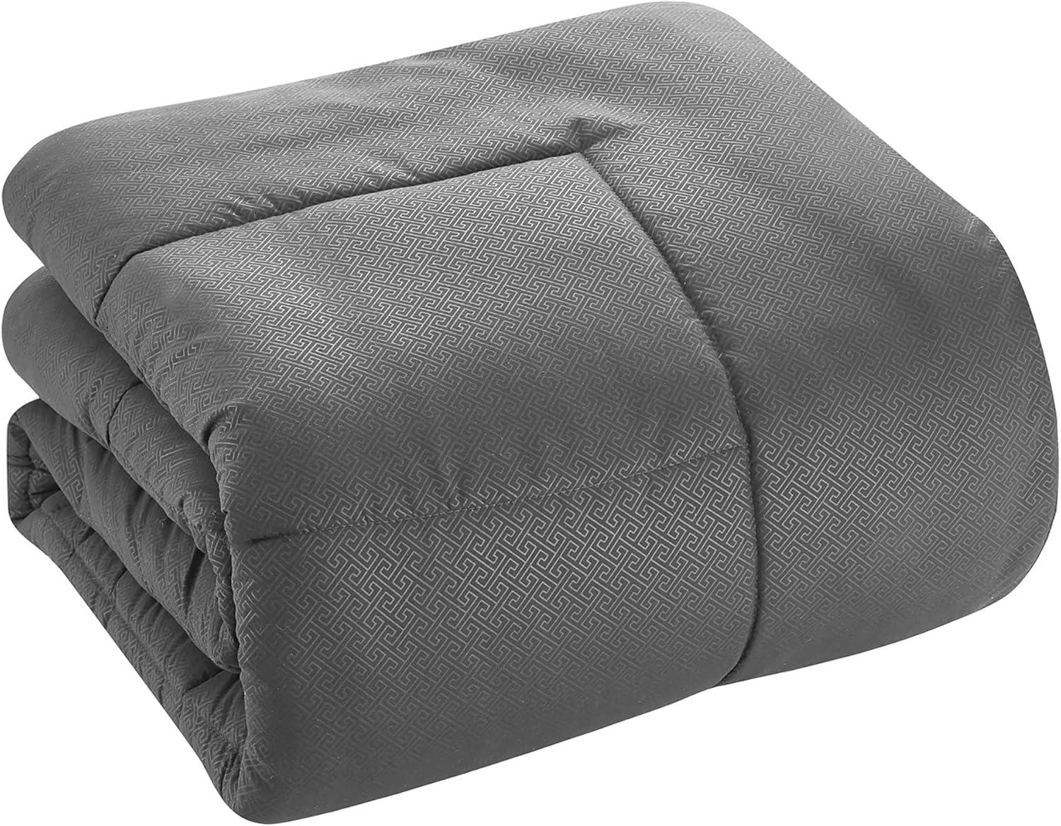 Sweet Home Collection Greek Key Embossed Bed in A Bag Comforter Set