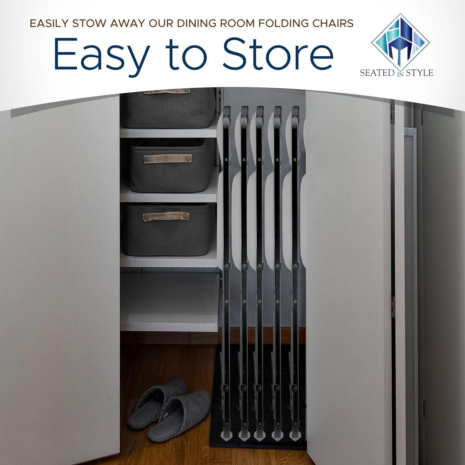 4 Pack Folding Chairs with Leather Padded Cushion Seats & Durable Metal Frame, Comfortable, Foldable, Portable, Commercial Event Seat, Indoor Outdoor for Parties, Home, Office, Black