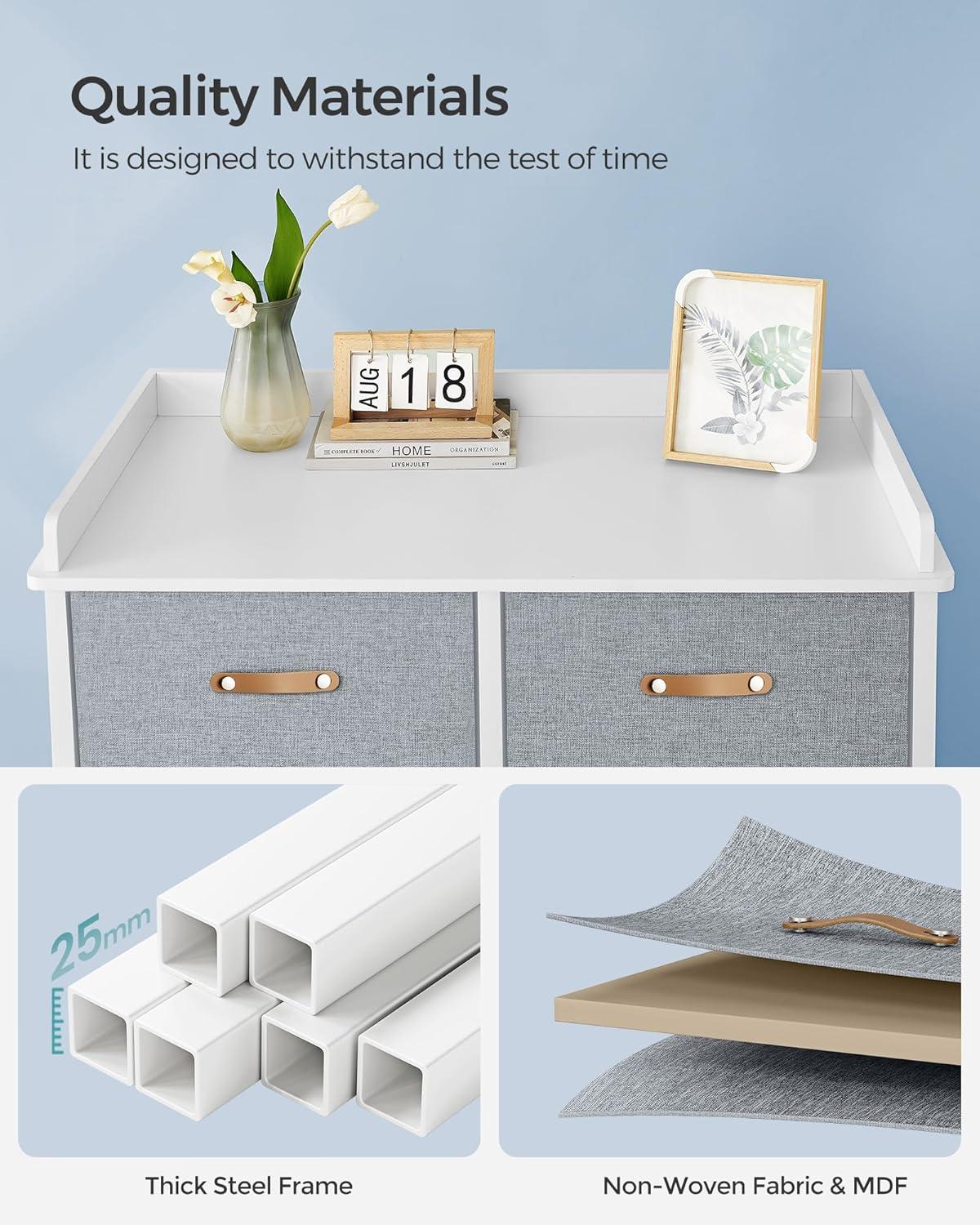 SONGMICS Kids Dresser with 6 Drawers, Boys Girls Dresser, with Water-Resistant Tabletop, Storage Organizer Cabinet, for Bedroom Hallway, Gray UGKR101G01