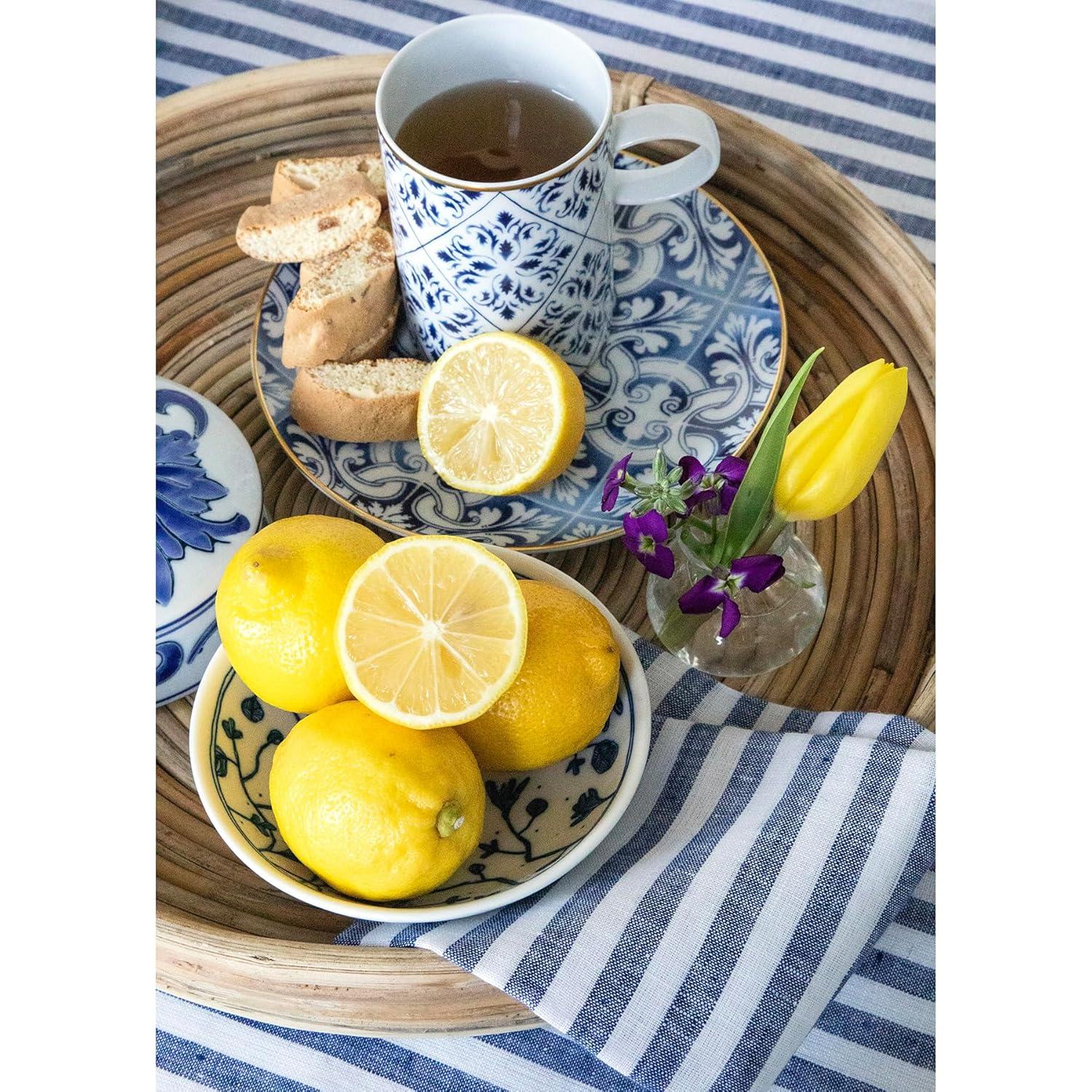 Solino Home Amalfi Stripe - 100% Pure Linen Tablecloth