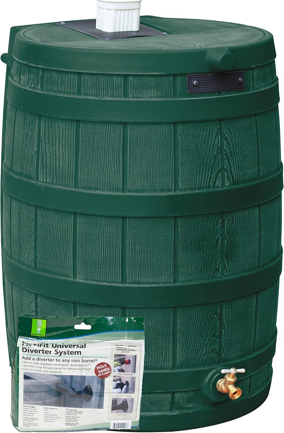 Good Ideas Good Ideas Rain Wizard Whiskey Style Rain Barrel with Overflow and Spigot