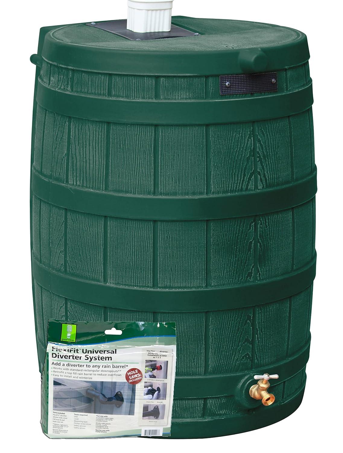 Good Ideas Good Ideas Rain Wizard Whiskey Style Rain Barrel with Overflow and Spigot