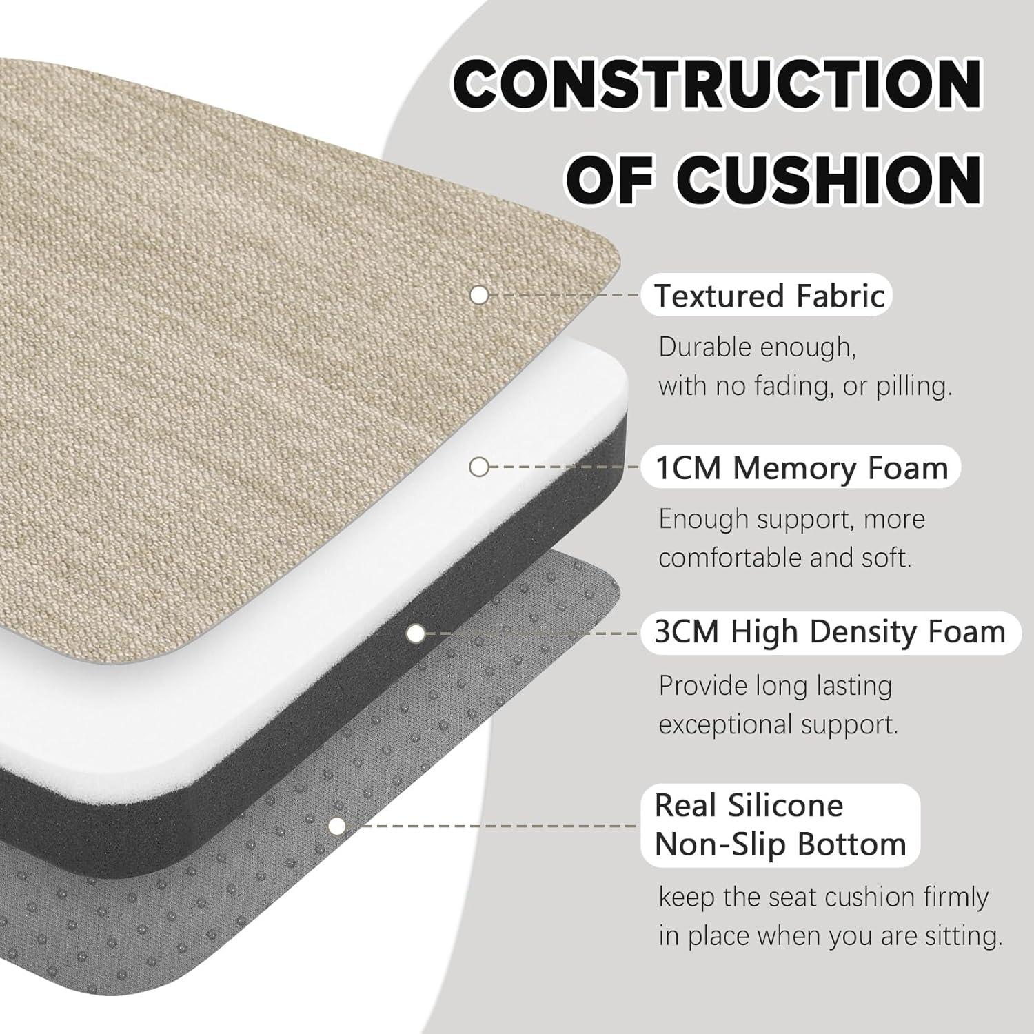 Shinnwa Chair Cushions Set of 4 Seat Cushions Soft Velvet Non Slip Chair Pads for Kitchen Dining Chairs 15 x 16 inch, Gray