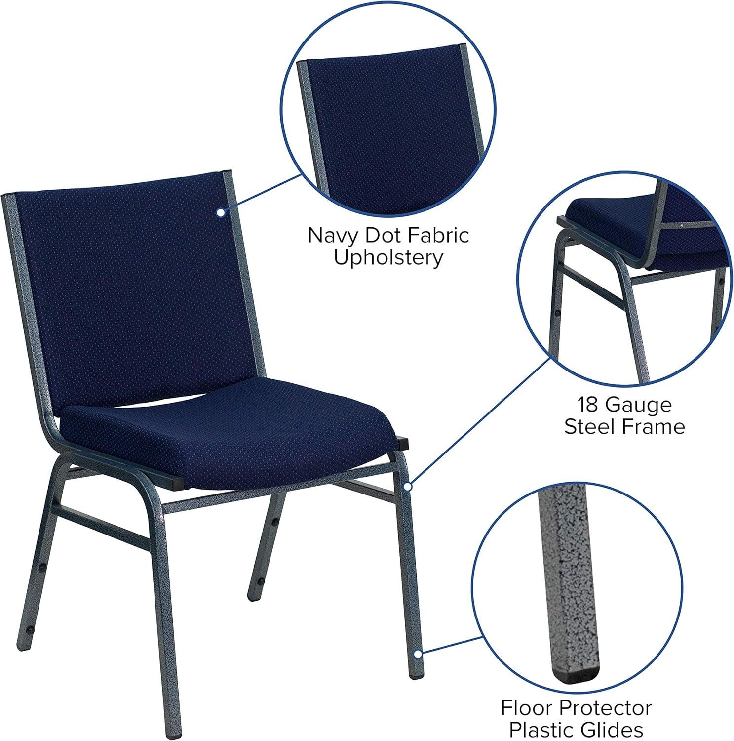 Flash Furniture HERCULES Series Heavy Duty Navy Blue Dot Fabric Stack Chair