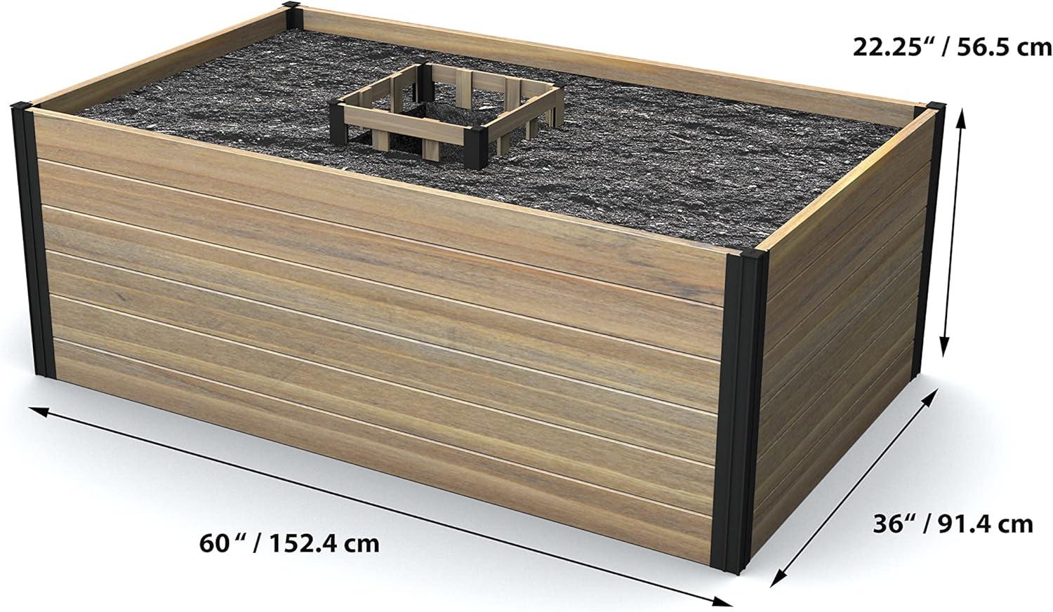 Vita Mezza 3' L x 5' W Cedar Keyhole Composting Garden, Golden Brown, VT17702