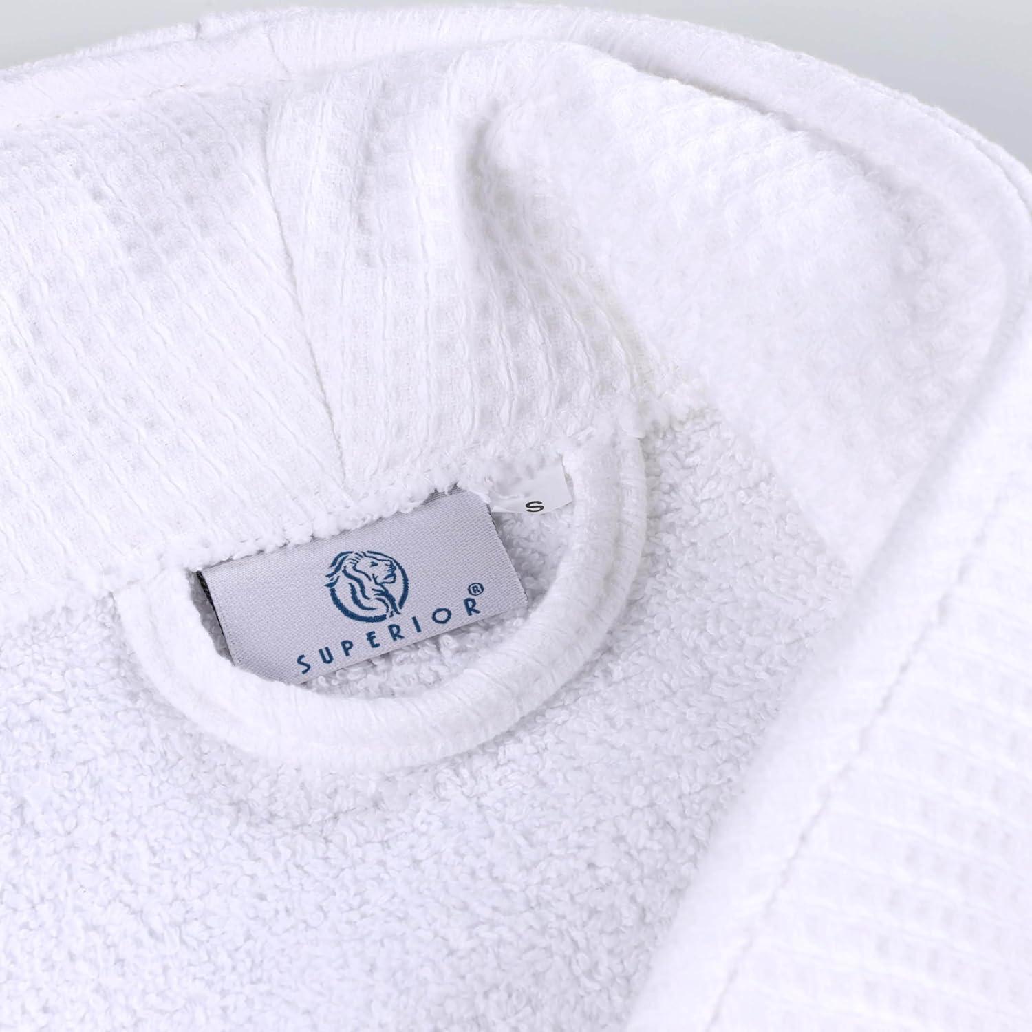 Superior Waffle Cotton Unisex Soft Adult Bath Robe, Small, White