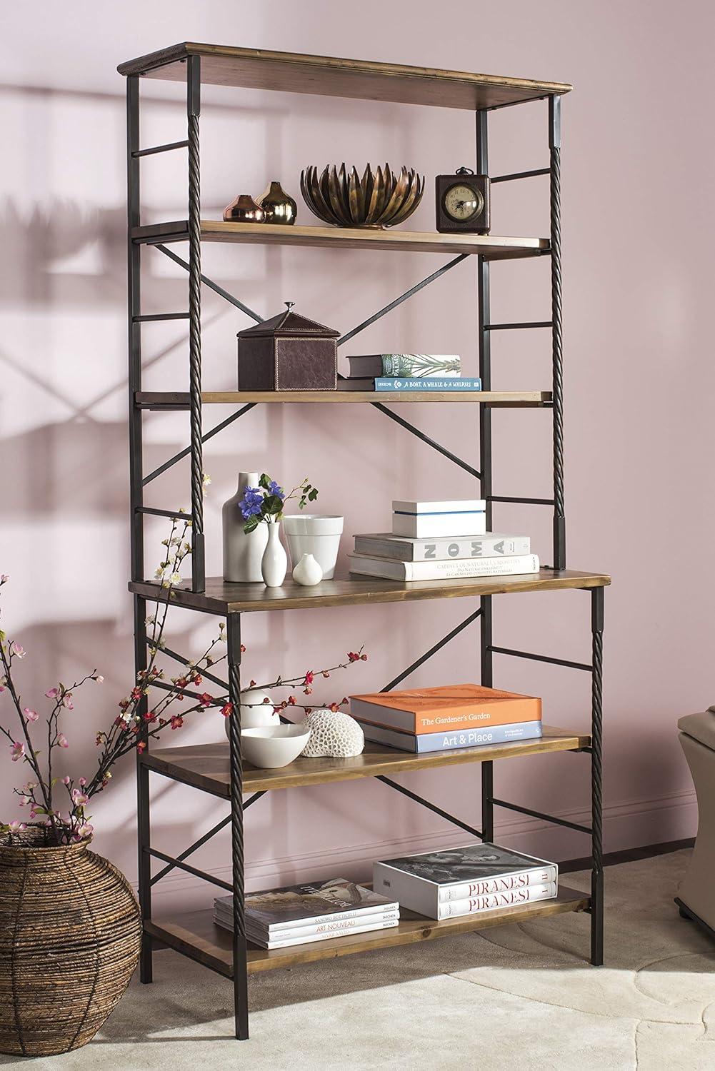 Brooke 6-Tier Etagere - Antique Pewter/Brown - Safavieh