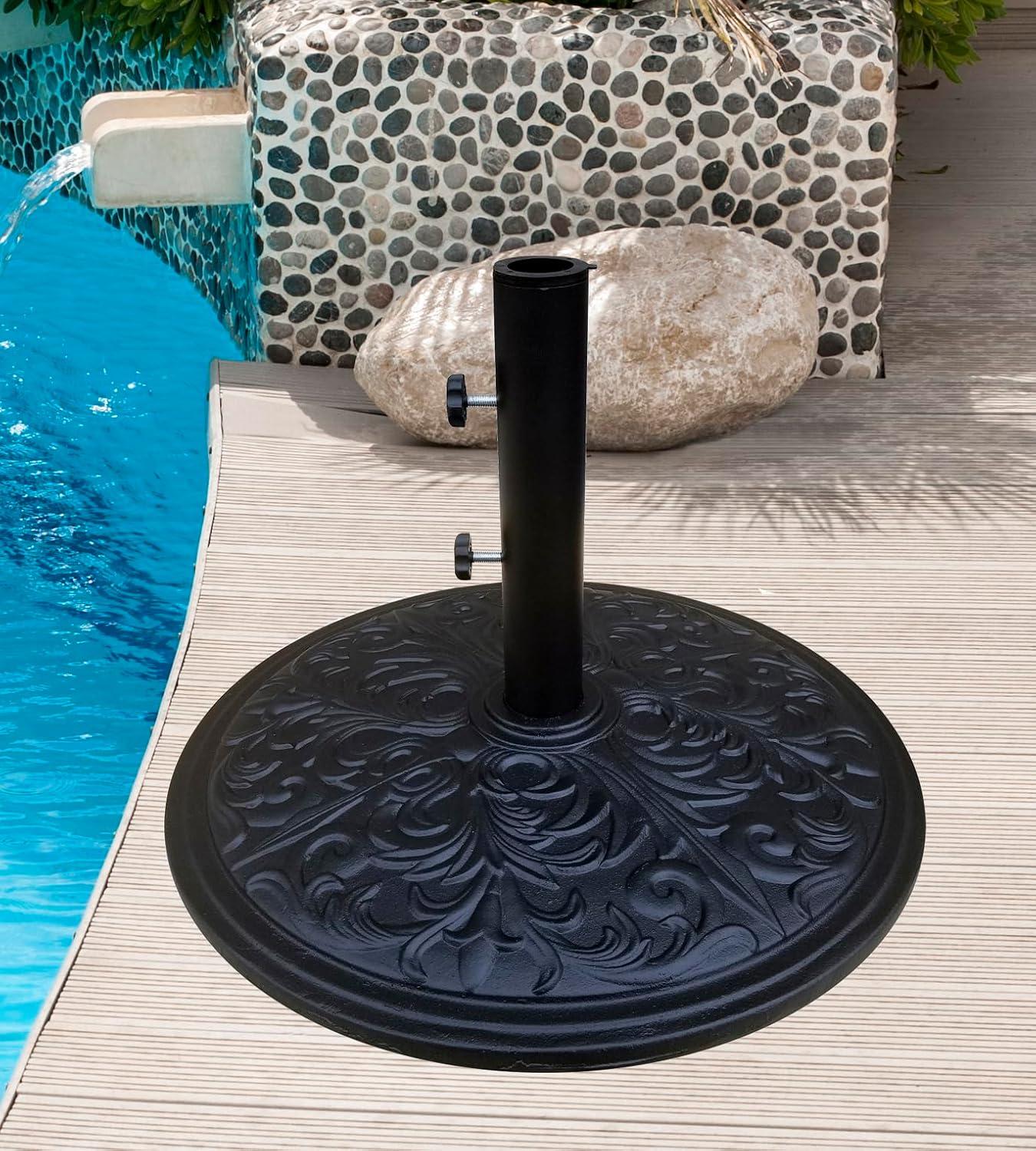 Tropishade  50 lb Cast Iron Umbrella Base, Black finish