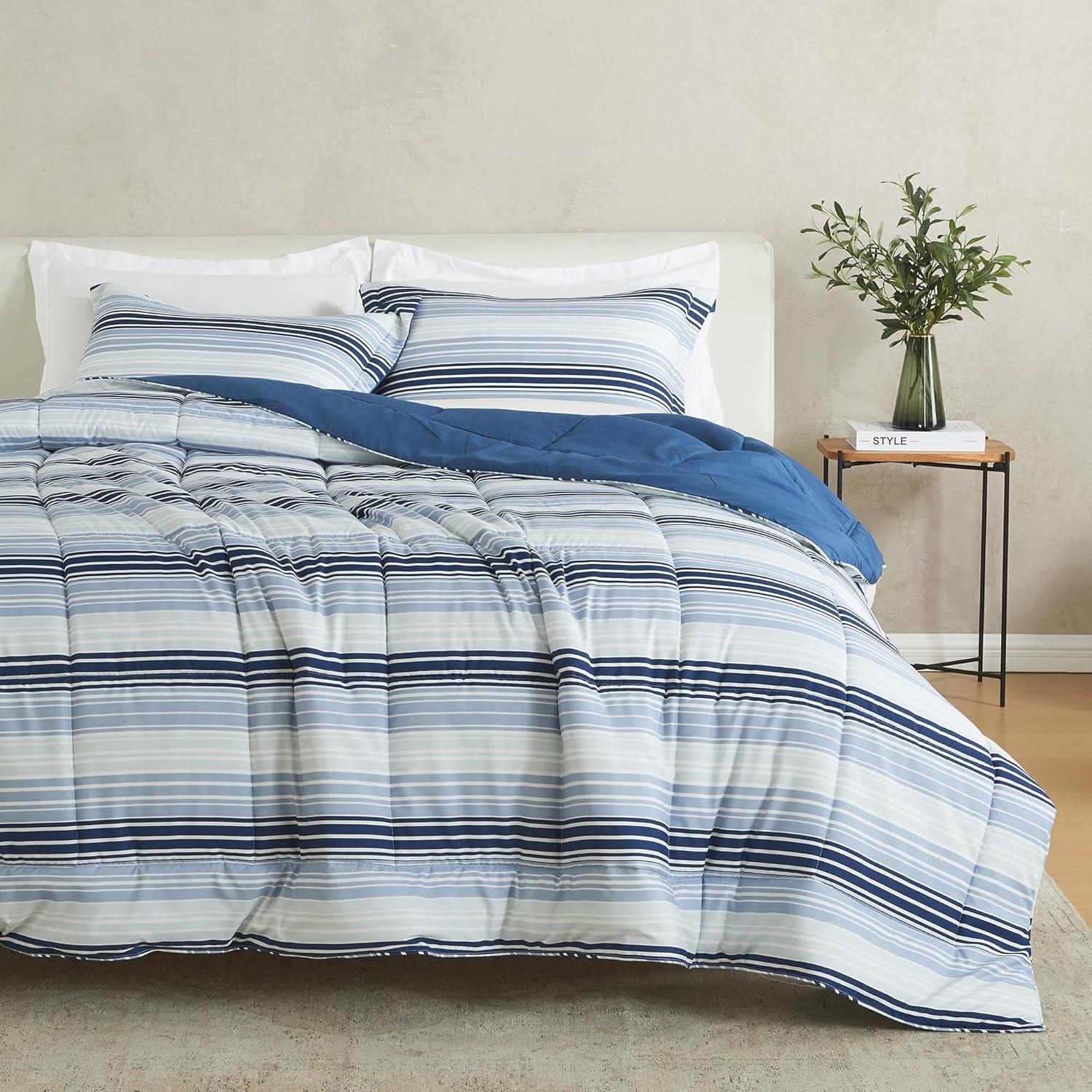 FreshFolds Reversible Microfiber Comforter Set with Shams