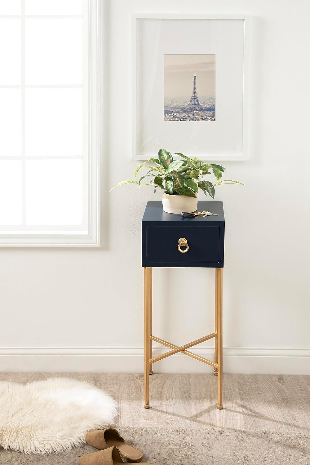 Kate and Laurel Decklyn Square MDF Tea Table, 11.75x11.75x30, Navy Blue
