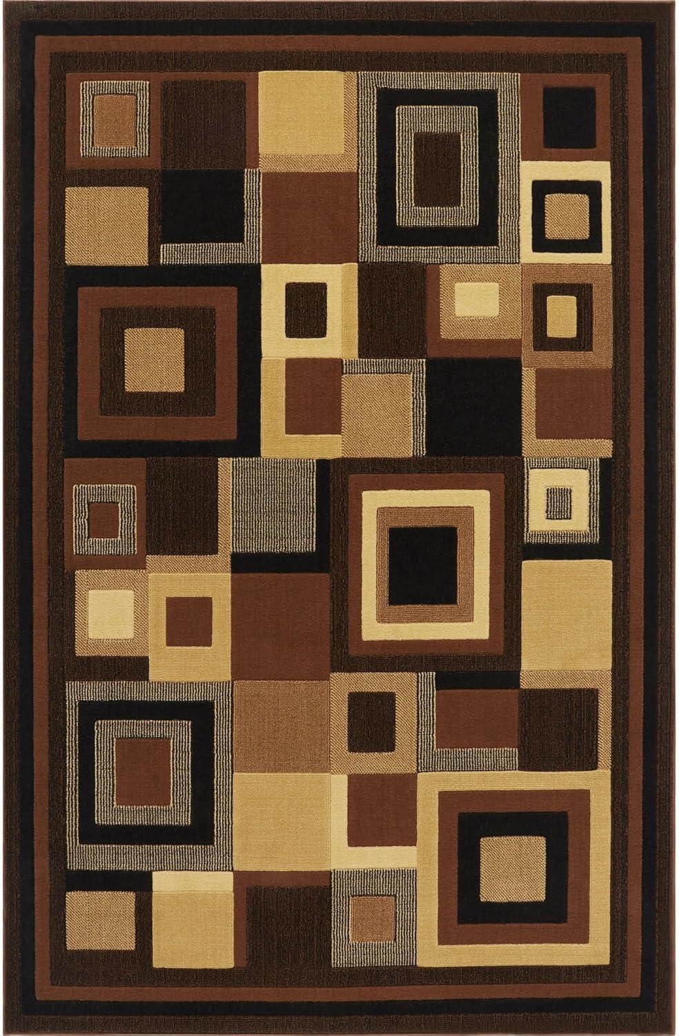 Home Dynamix Catalina Virginia Contemporary Layered Square Area Rug, Black/Brown, 5'3"x7'2"