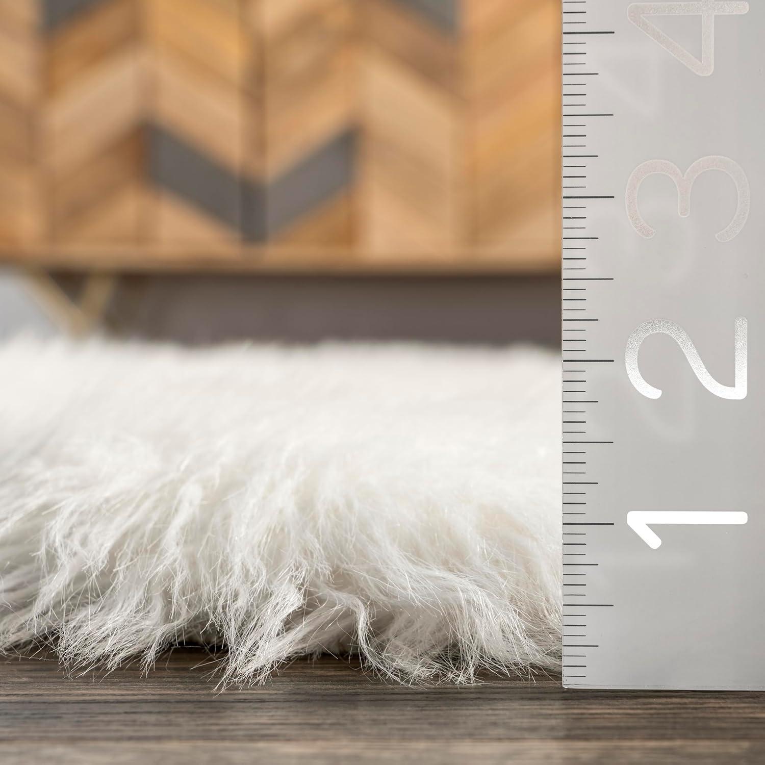 Deonna 64" White Faux Sheepskin Shag Area Rug