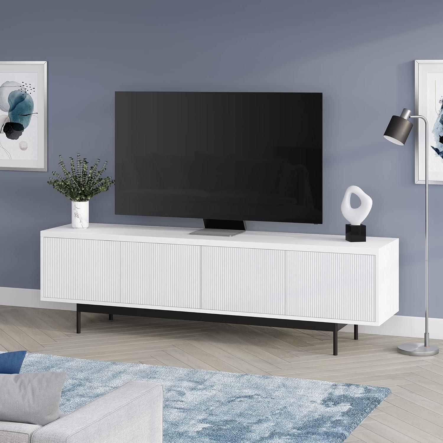 Evelyn&Zoe Whitman Rectangular TV Stand for TV's up to 75", White