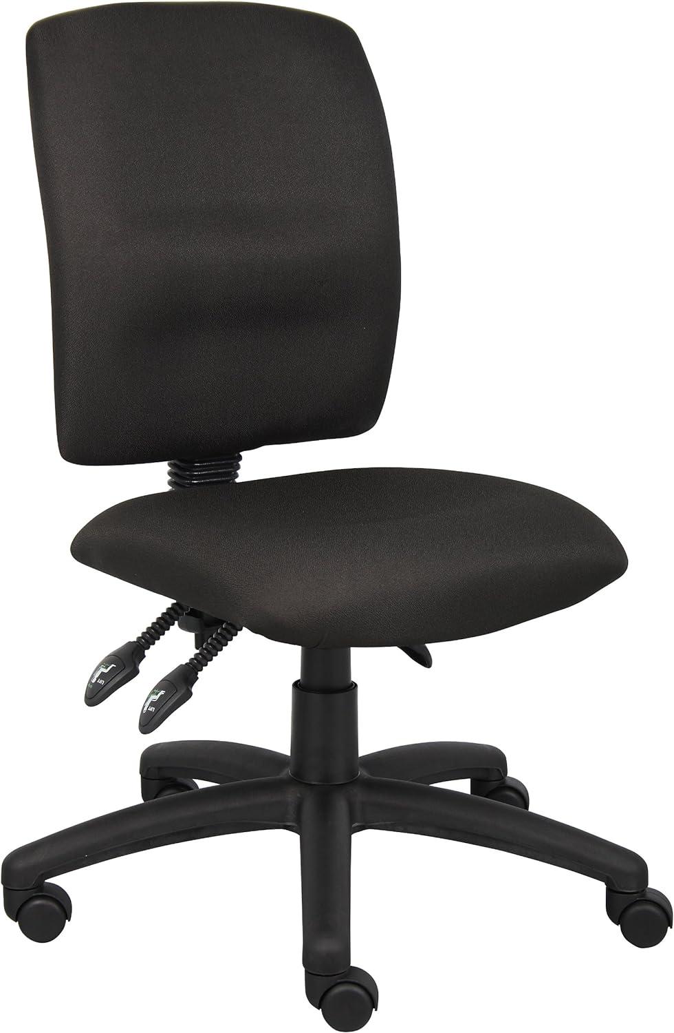 Adjustable Swivel Task Chair in Black Fabric with Lumbar Support