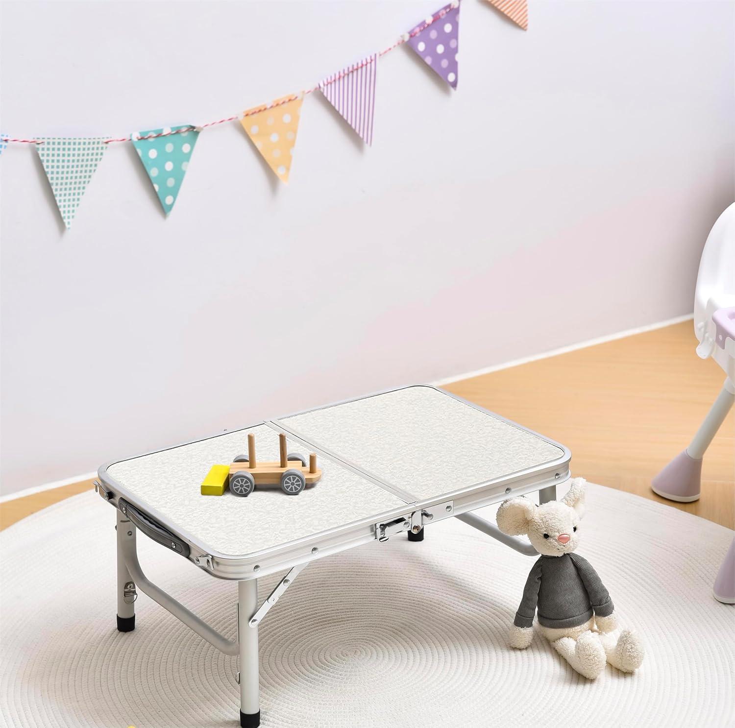 Adjustable Height Camping Table with Mesh Layer, 23.6" x 15.7" Portable Folding Camp Tables with Aluminum Legs for Outdoor Camp, Picnic, Beach, Backyard, Tailgate Cooking, 3 Heights…