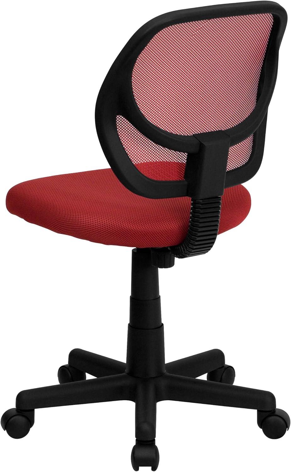 Low Back Red Mesh Swivel Task Office Chair with Lumbar Support