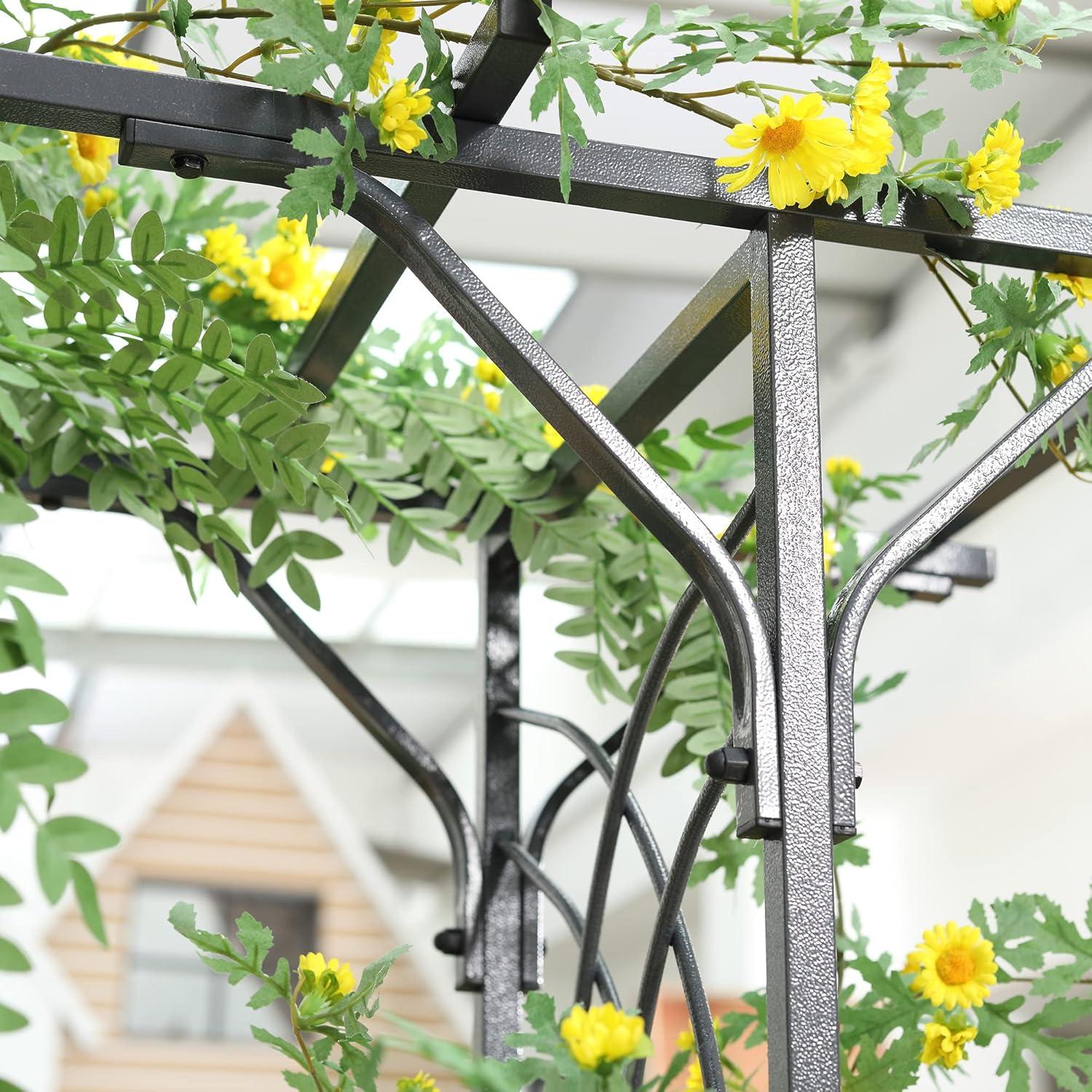 Outsunny 74.75'' W x 19.75'' D Metal Arbor in Gray
