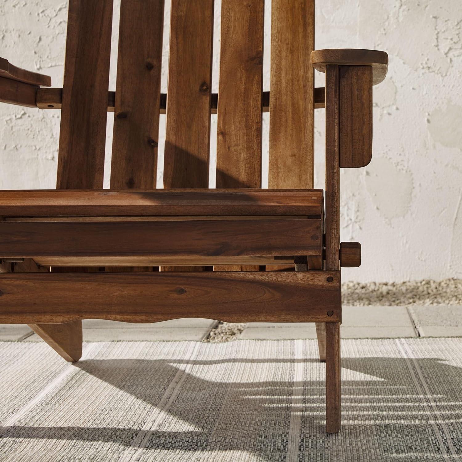 Dark Brown Acacia Wood Foldable Adirondack Outdoor Chair