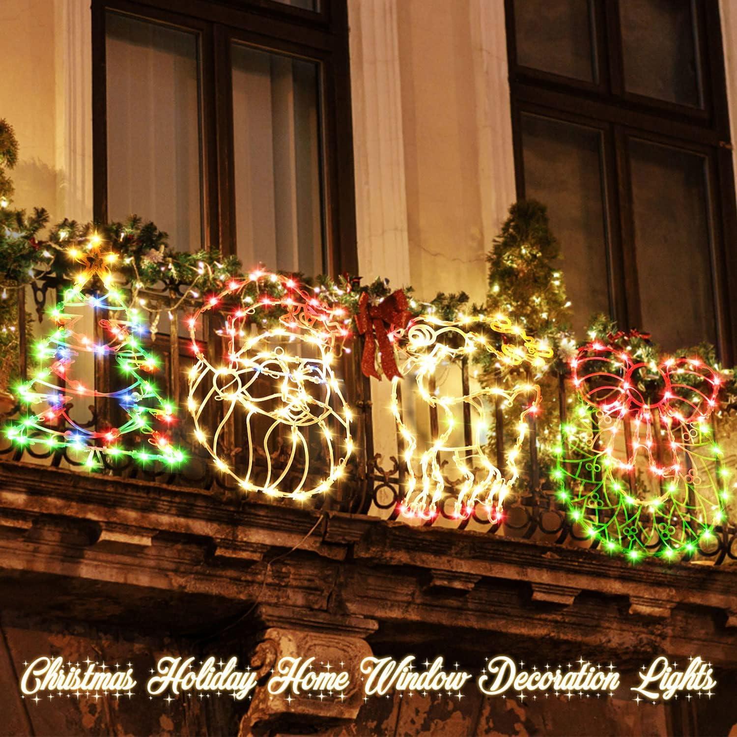 Multi-Color LED Christmas Window Silhouette Lights Set