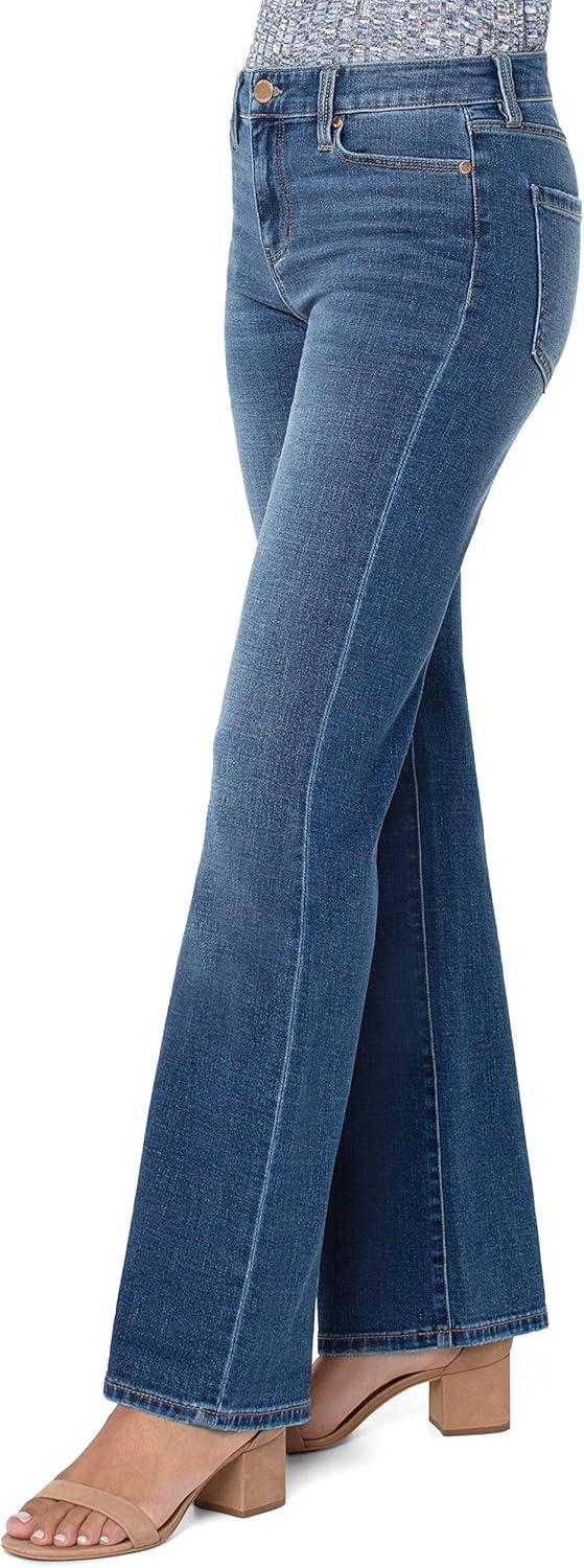 Mid Rise Blue Cotton Blend Bootcut Jeans