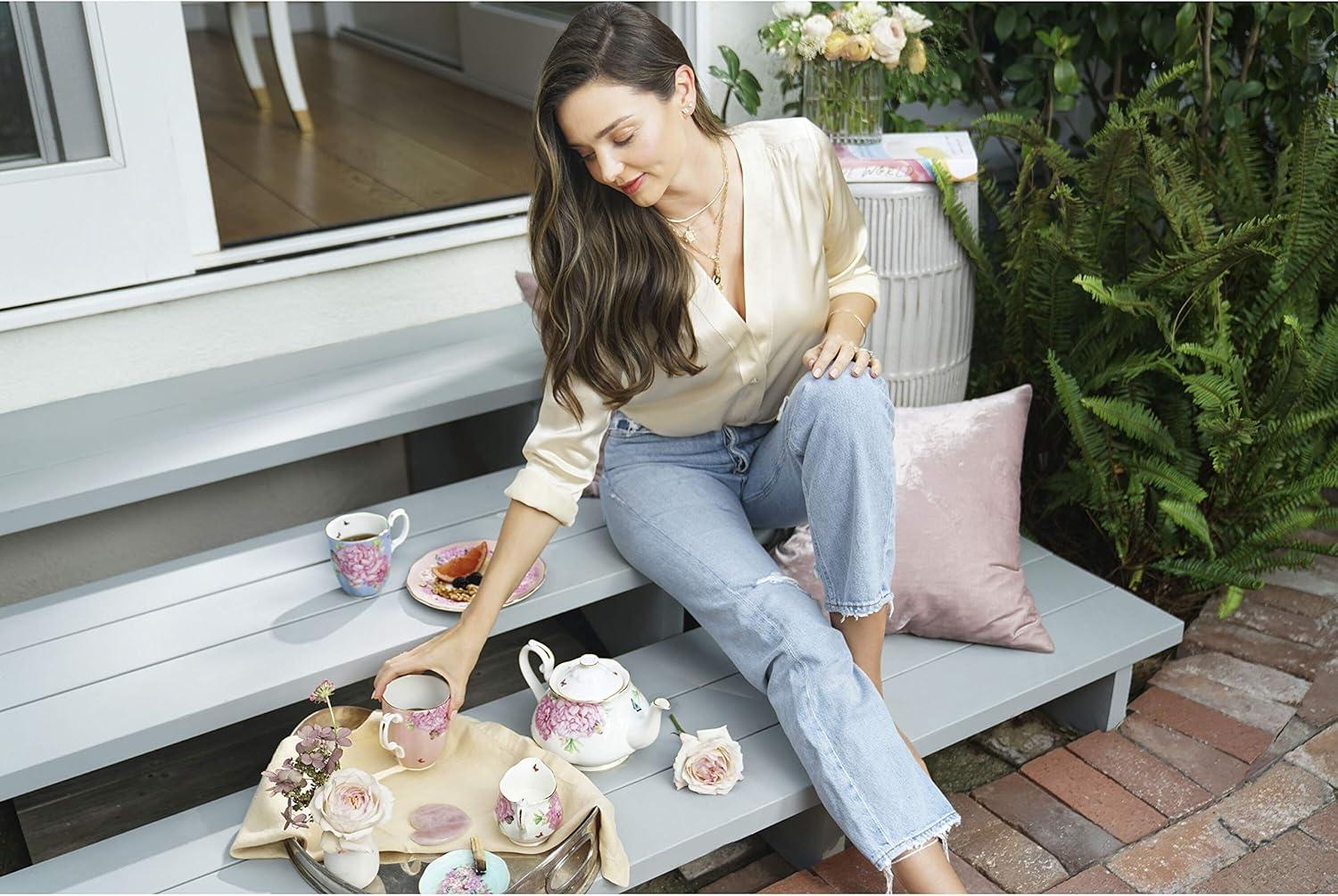 Royal Albert Miranda Kerr Friendship Mug, 13.5 Oz Hope Coral - Elegant Fine Bone China Cup, Floral Design, Handwash Only, Gift Boxed, Finest Quality Mug for Tea or Coffee