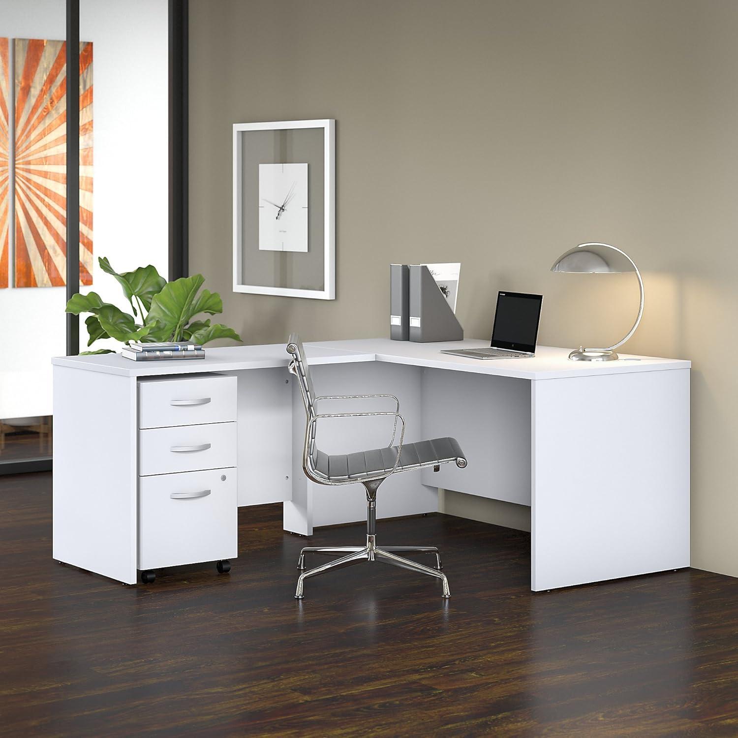 Bush Business Furniture Studio C L Shaped Desk with Mobile File Cabinet and Return